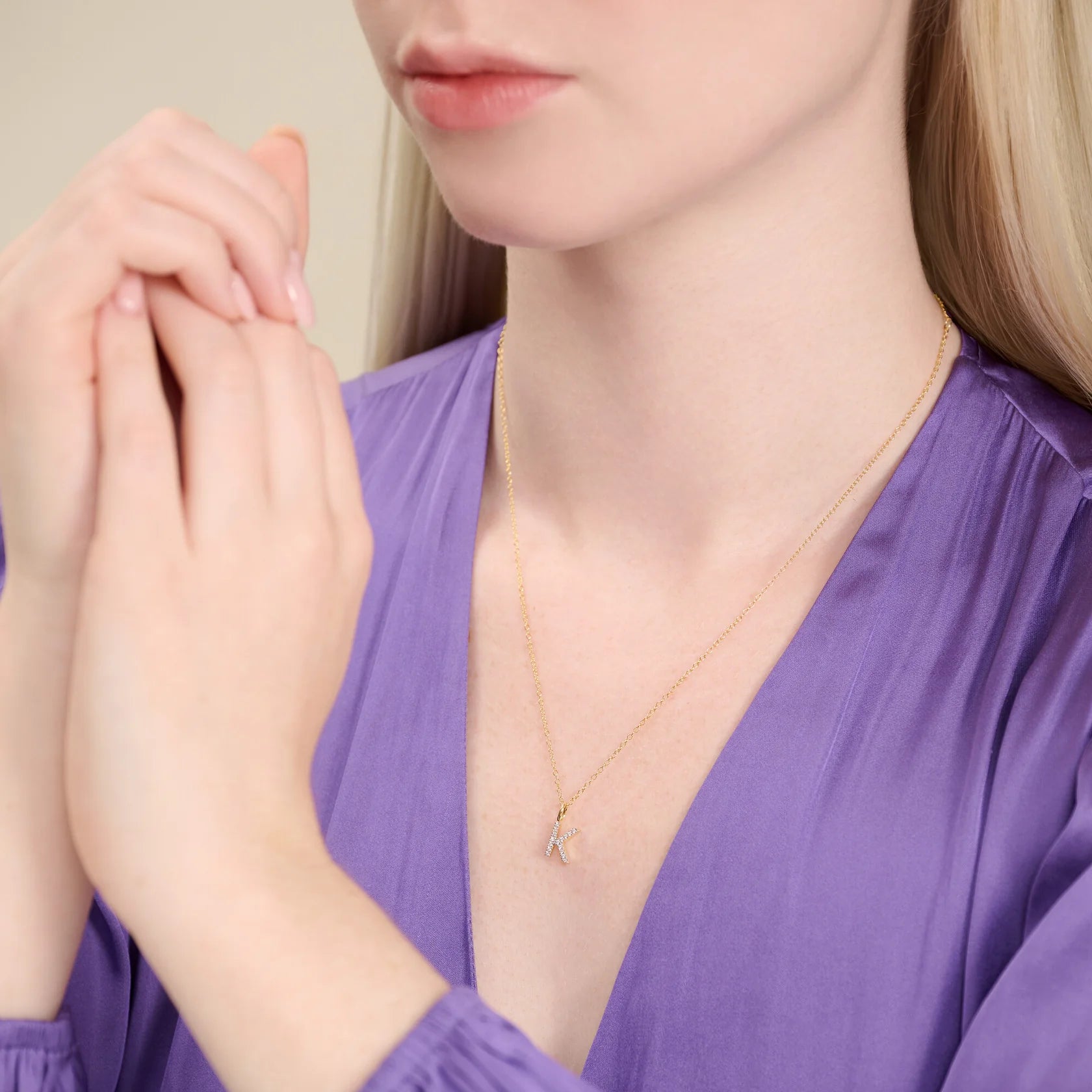 “K" Diamond Initial Necklace