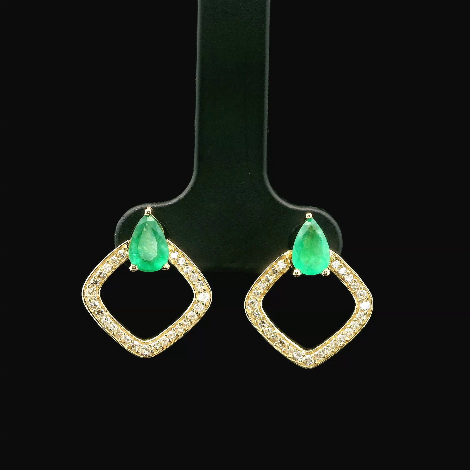 10K Pear Shape Emerald Earrings