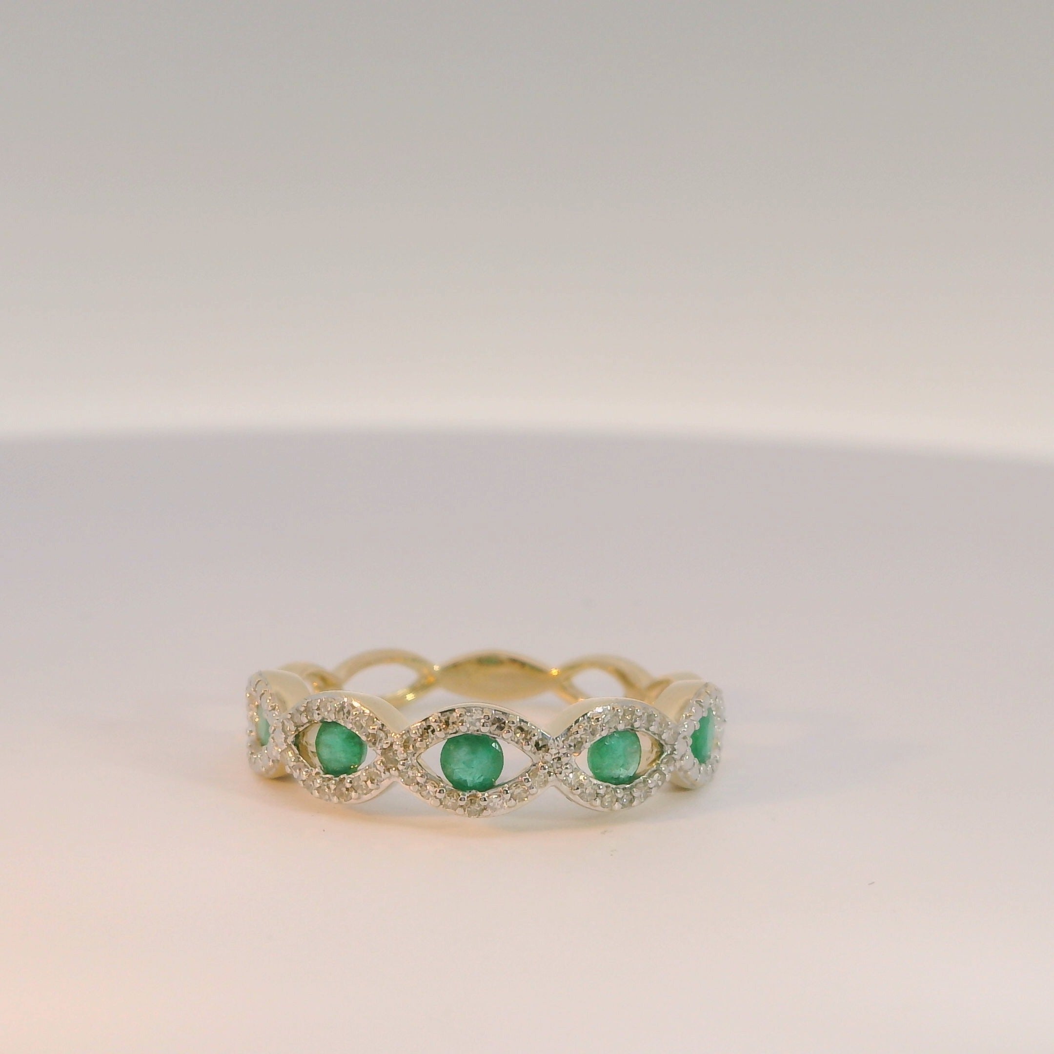 14K Emerald Braided Ring