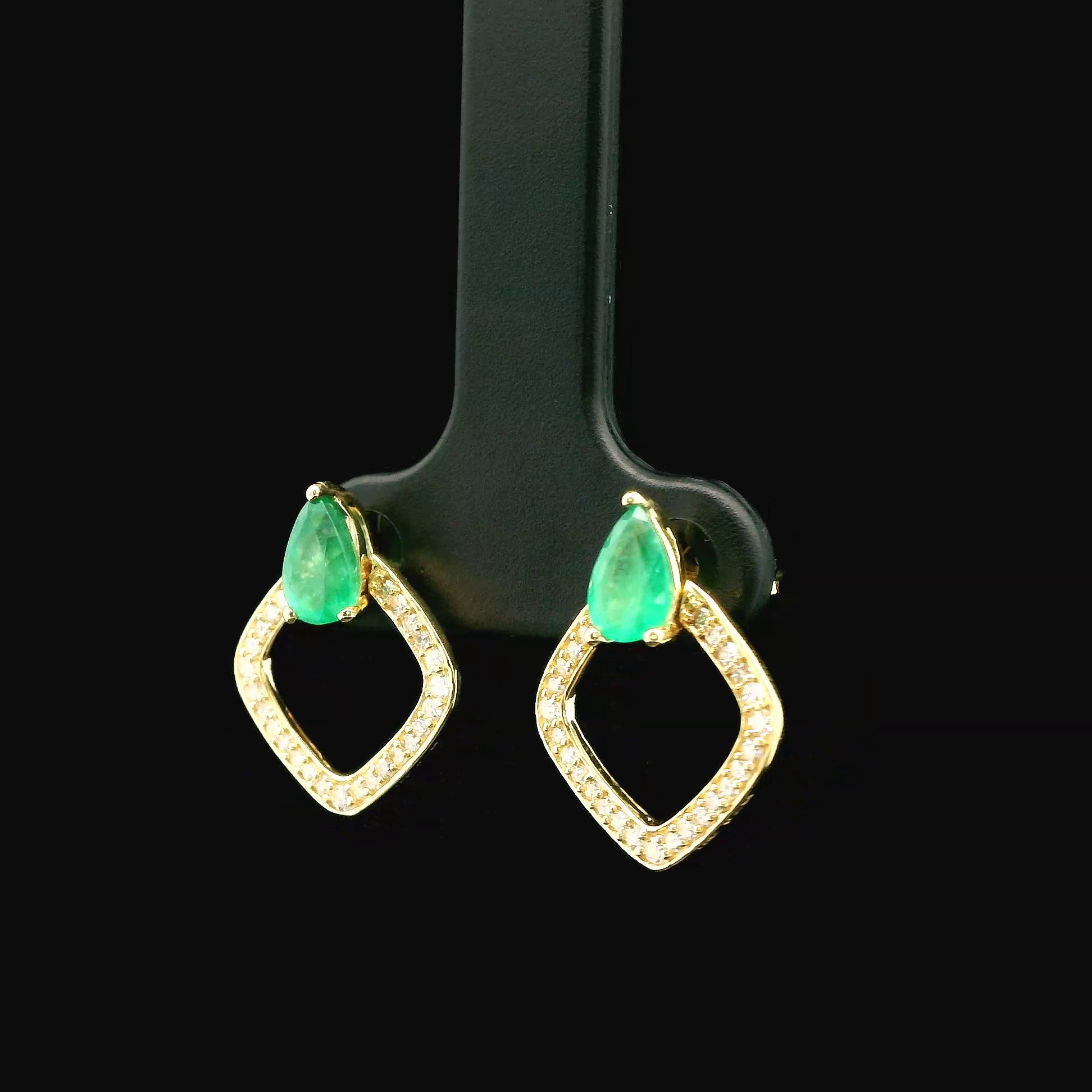 10K Pear Shape Emerald Earrings