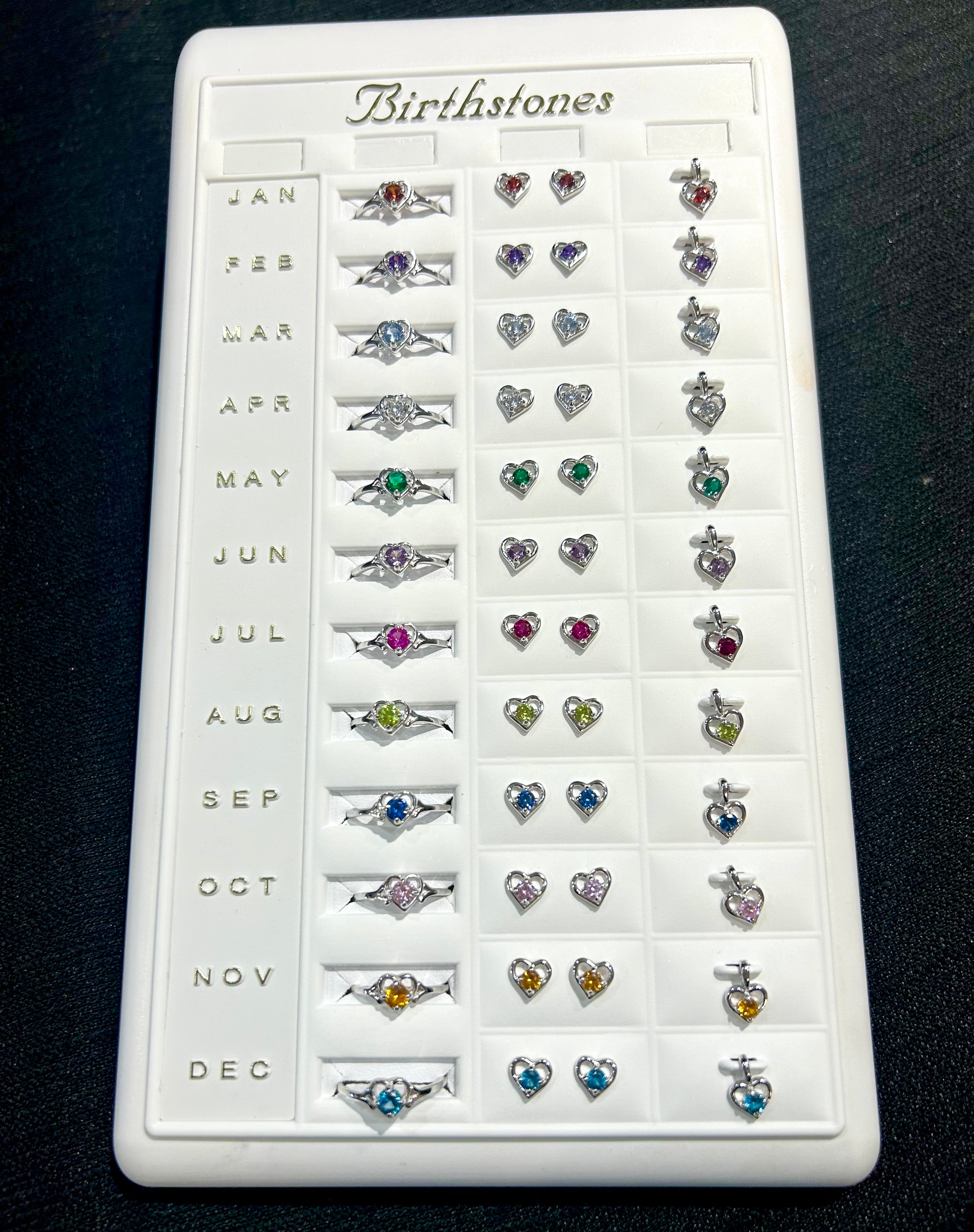 Sterling Silver Kids Birthstone Heart Earrings