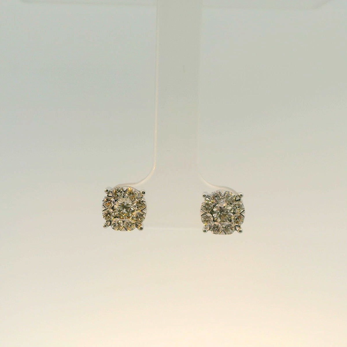 10K 1 CT Cluster Earring Stud