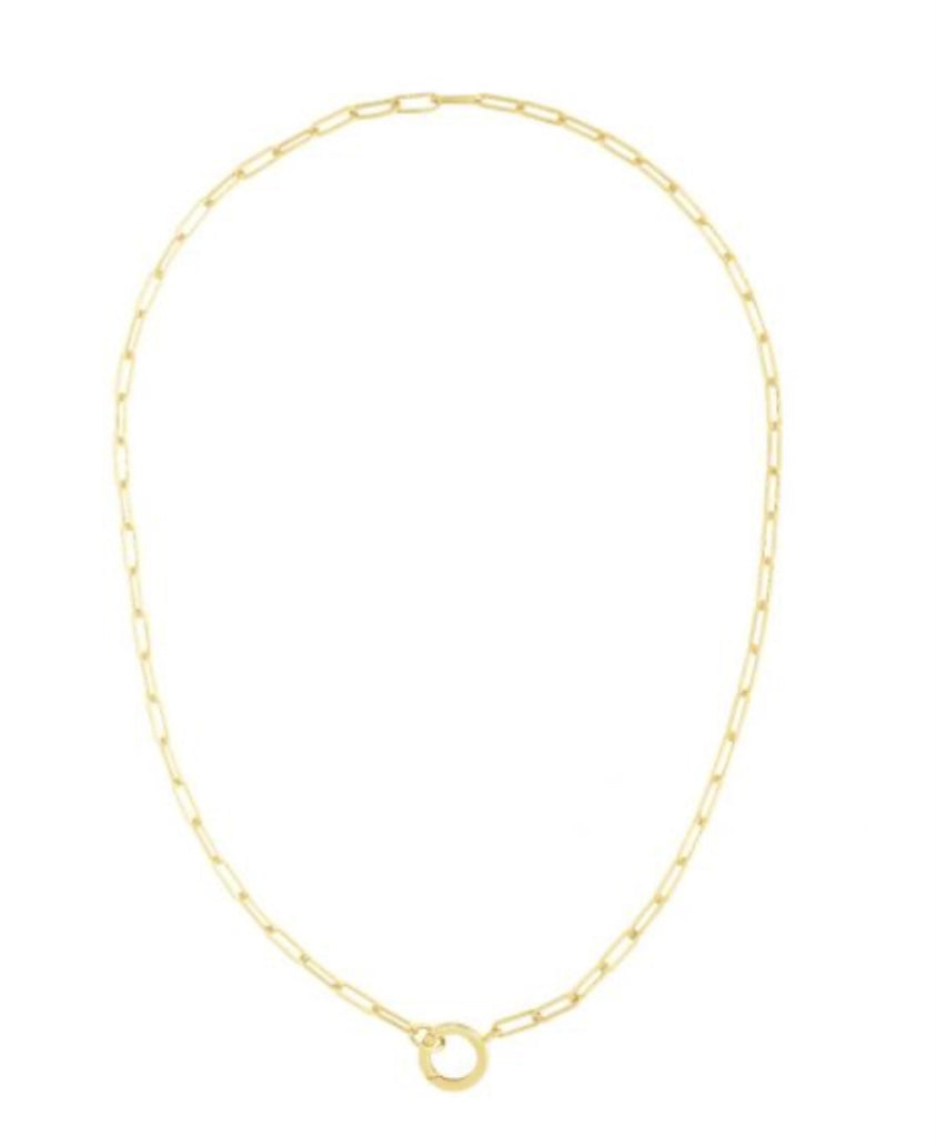14K Charm Clasp Paperclip Necklace