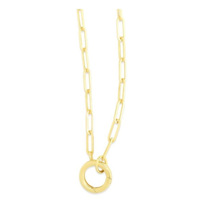 14K Charm Clasp Paperclip Necklace