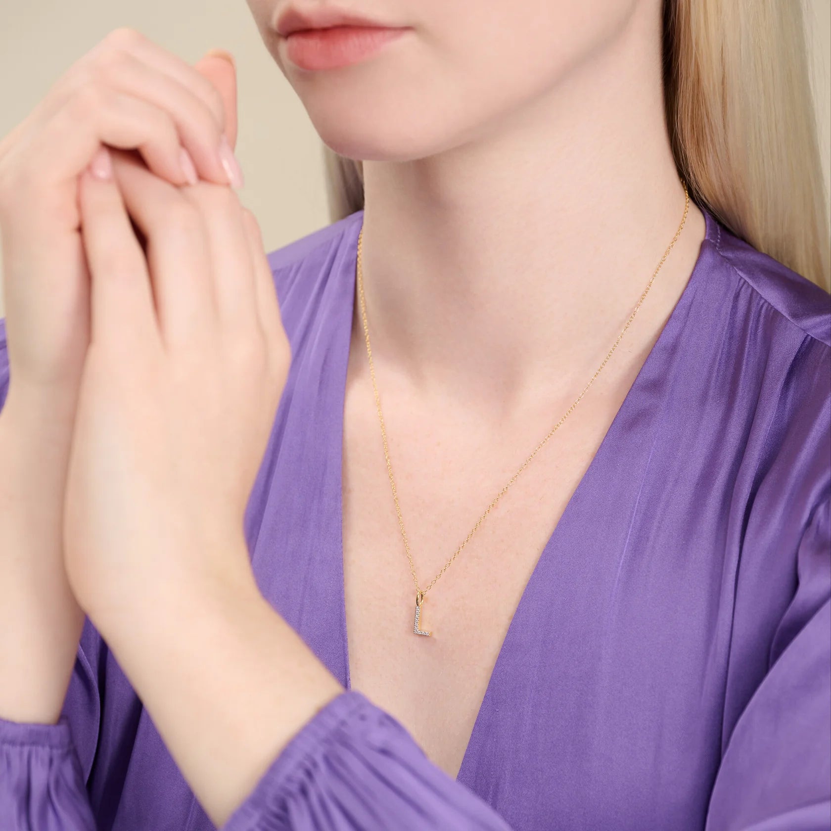 “L" Diamond Initial Necklace