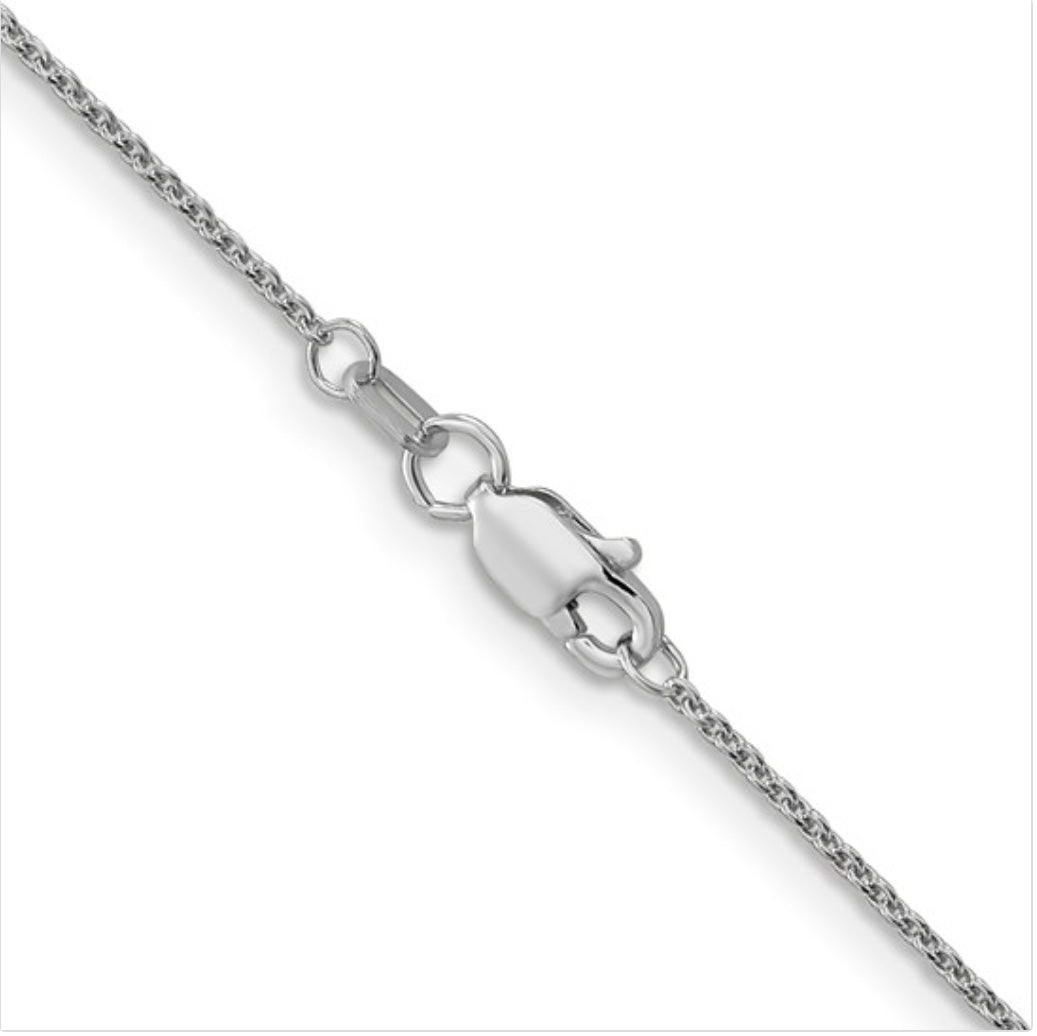 10K White Gold Cable Chain 24in