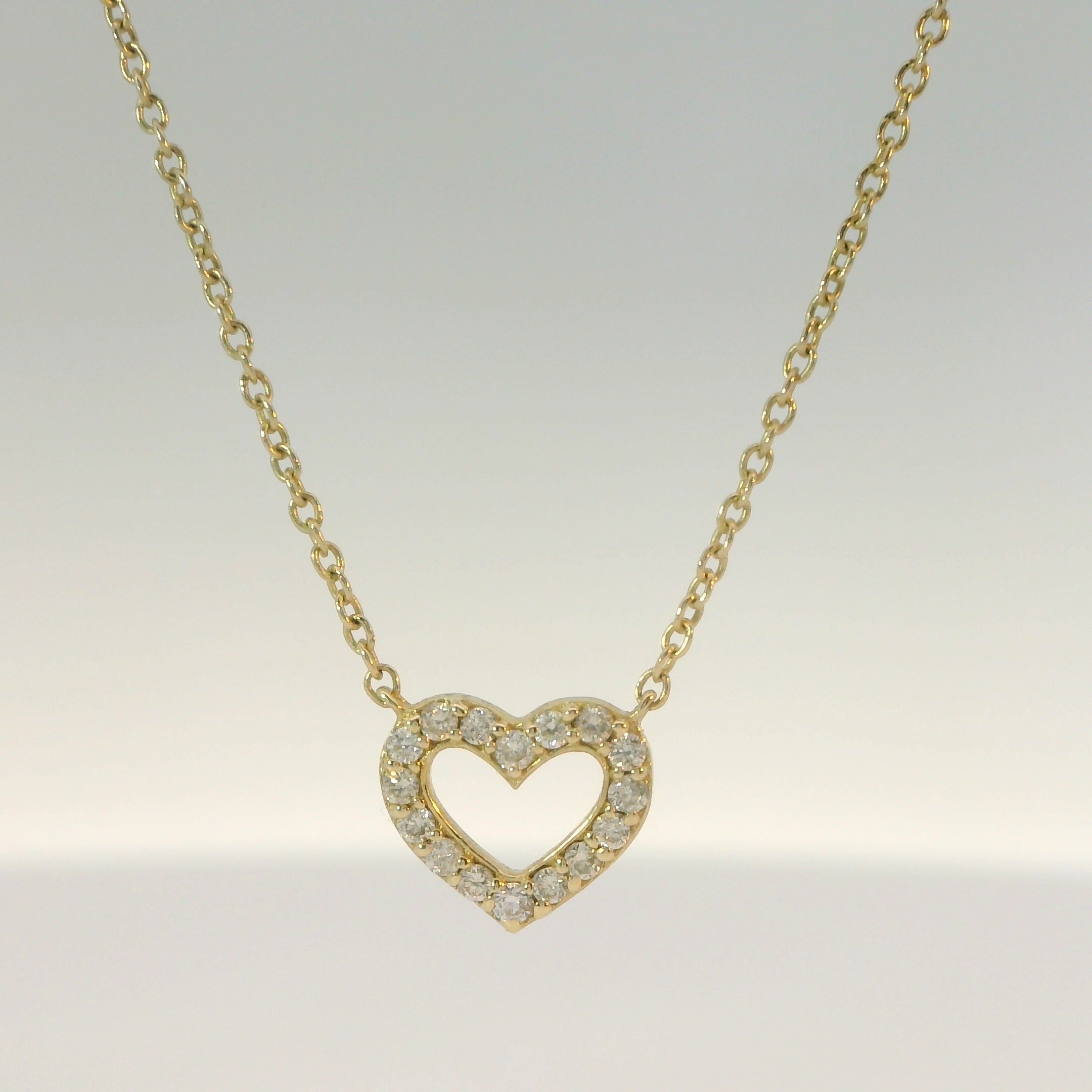 10K White  & Yellow Gold Heart Necklace