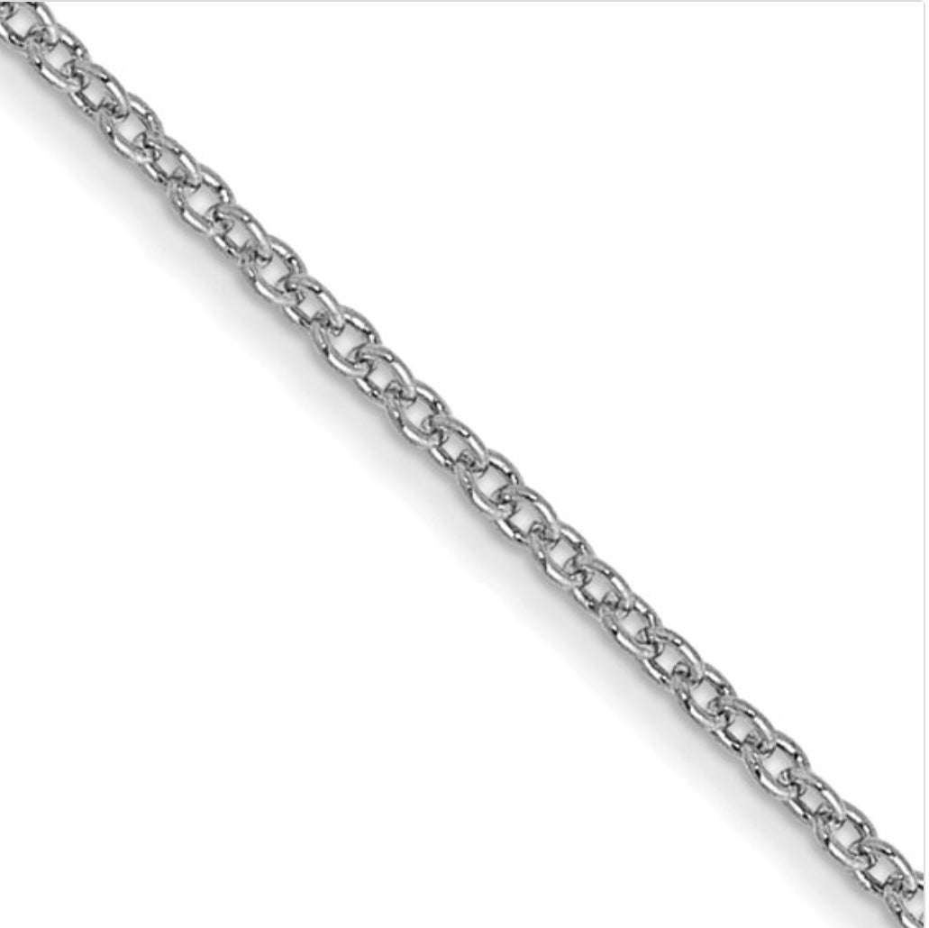 10K White Gold Cable Chain 24in