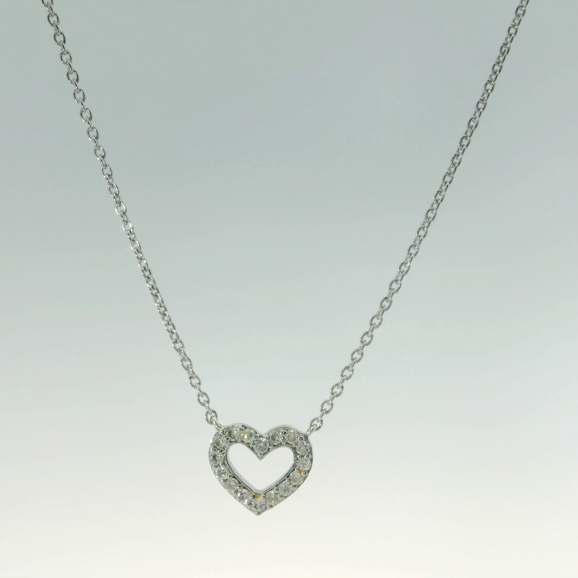 10K White  & Yellow Gold Heart Necklace