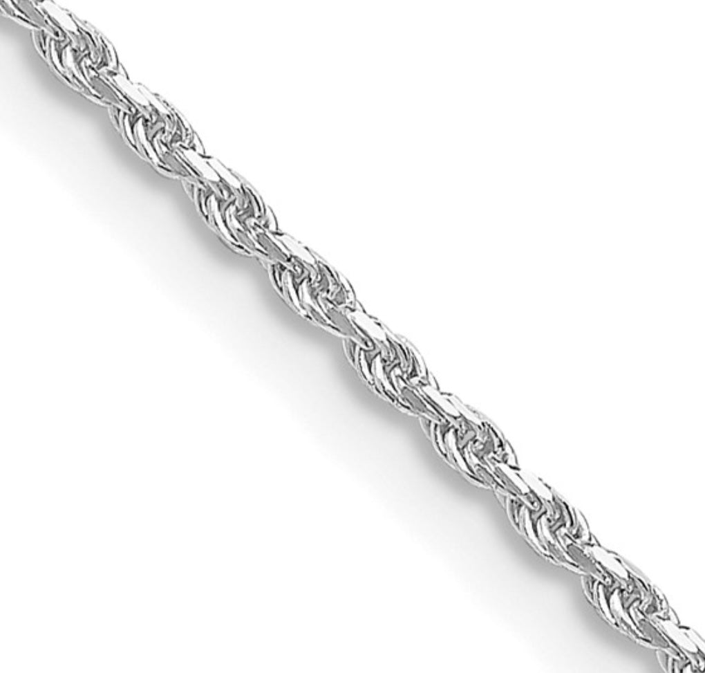 Sterling Silver 1.5mm Diamond Cut Rope Chain 18in