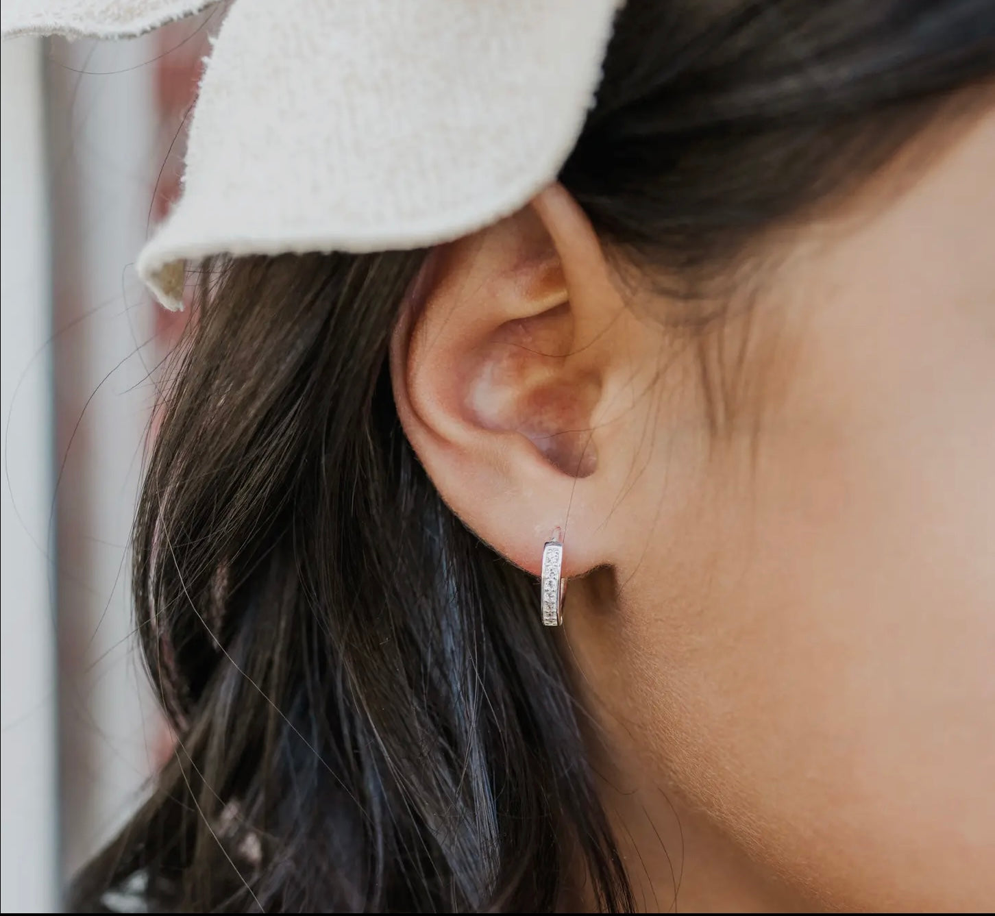 Sterling Silver CZ Huggie Earrings