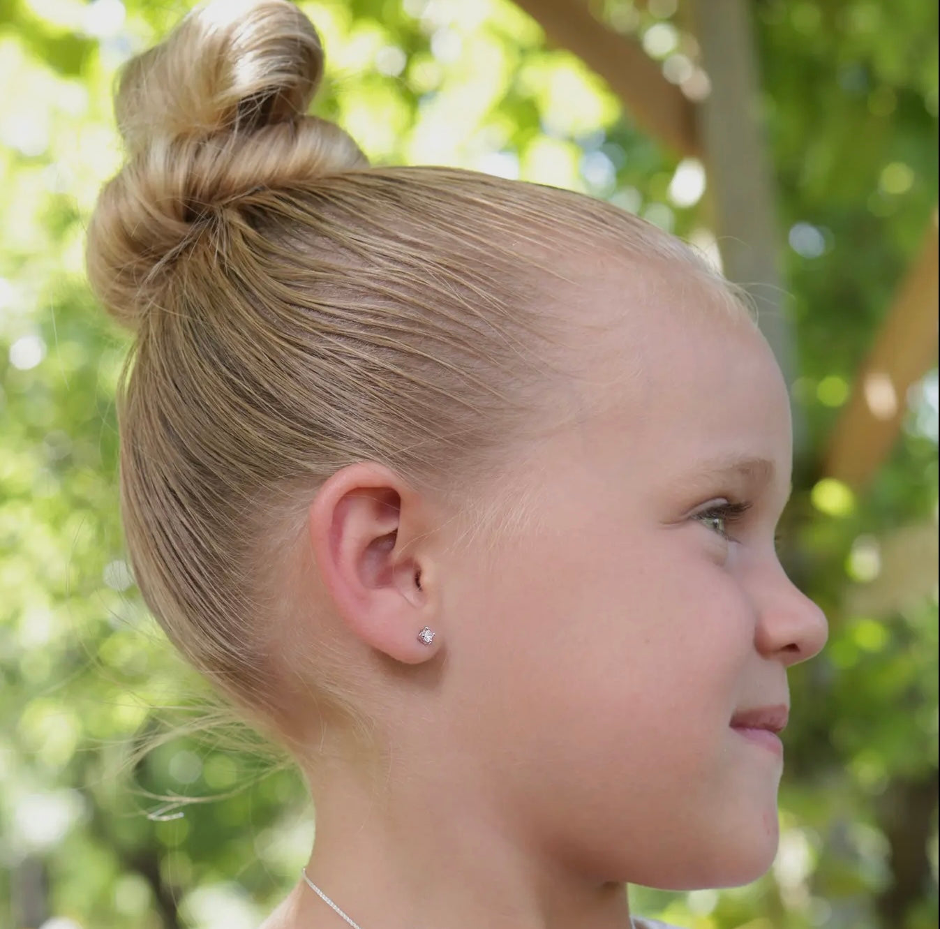 Kids Sterling Silver Clear CZ Stud Earrings