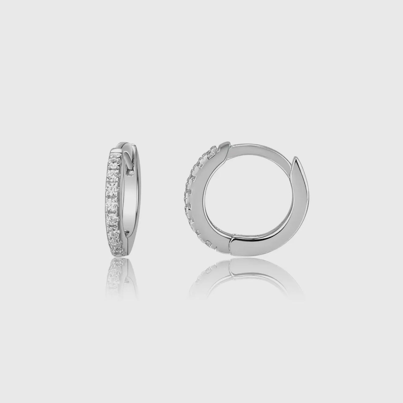 Sterling Silver CZ Huggie Earrings