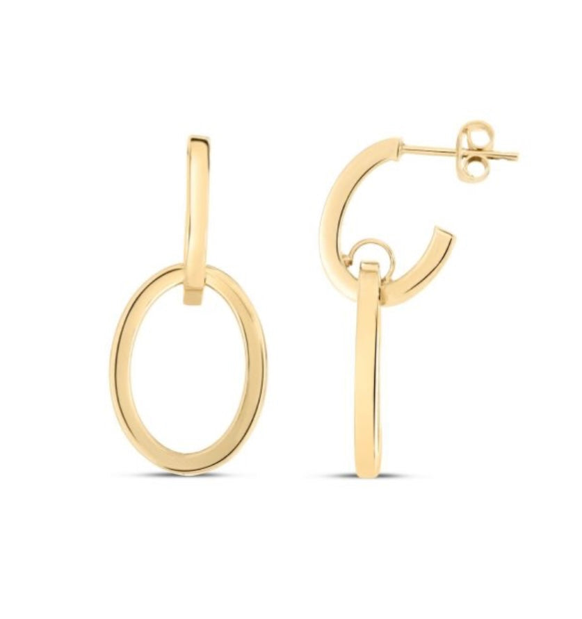 14K Yellow Gold Drop Hoops