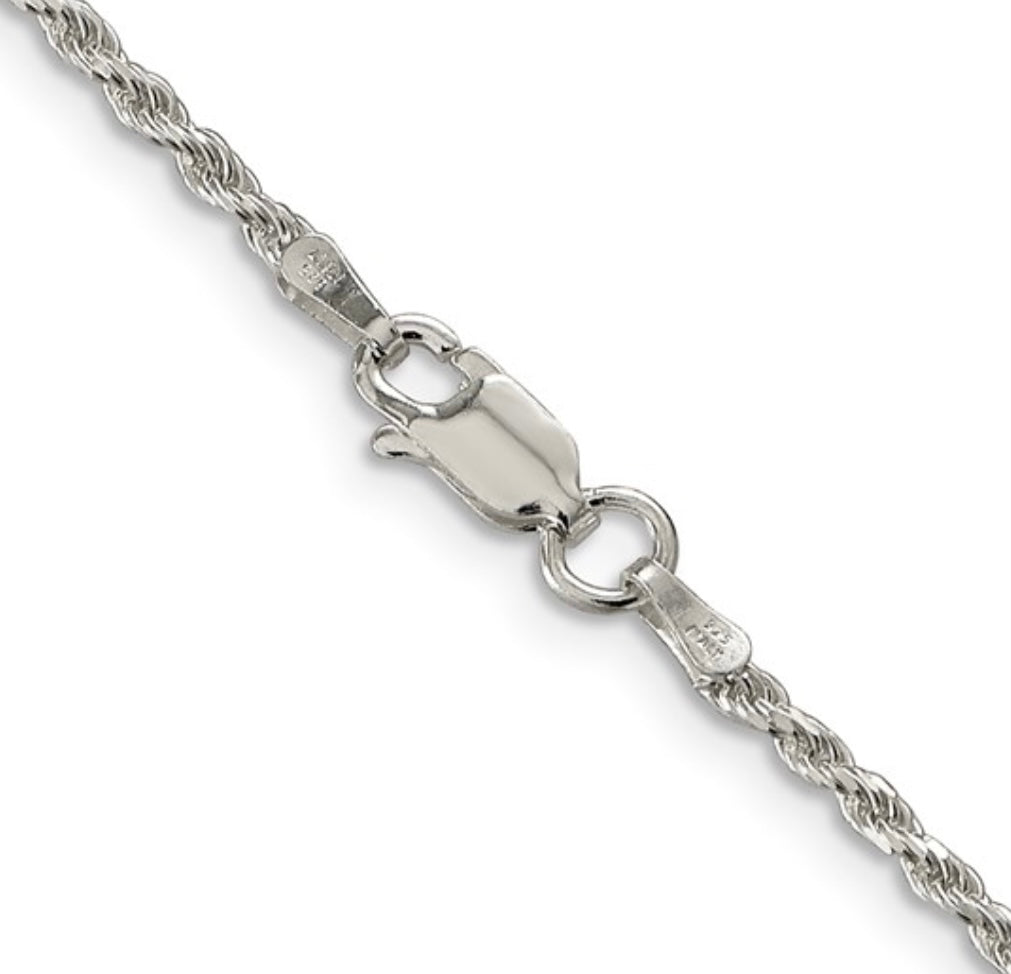 Sterling Silver 1.85mm Diamond Cut Rope Chain