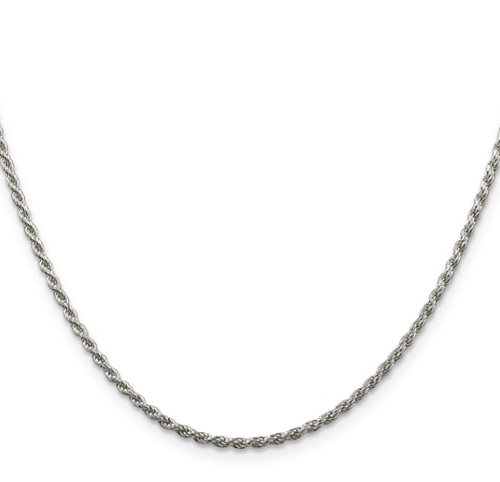 Sterling Silver 1.85mm Diamond Cut Rope Chain