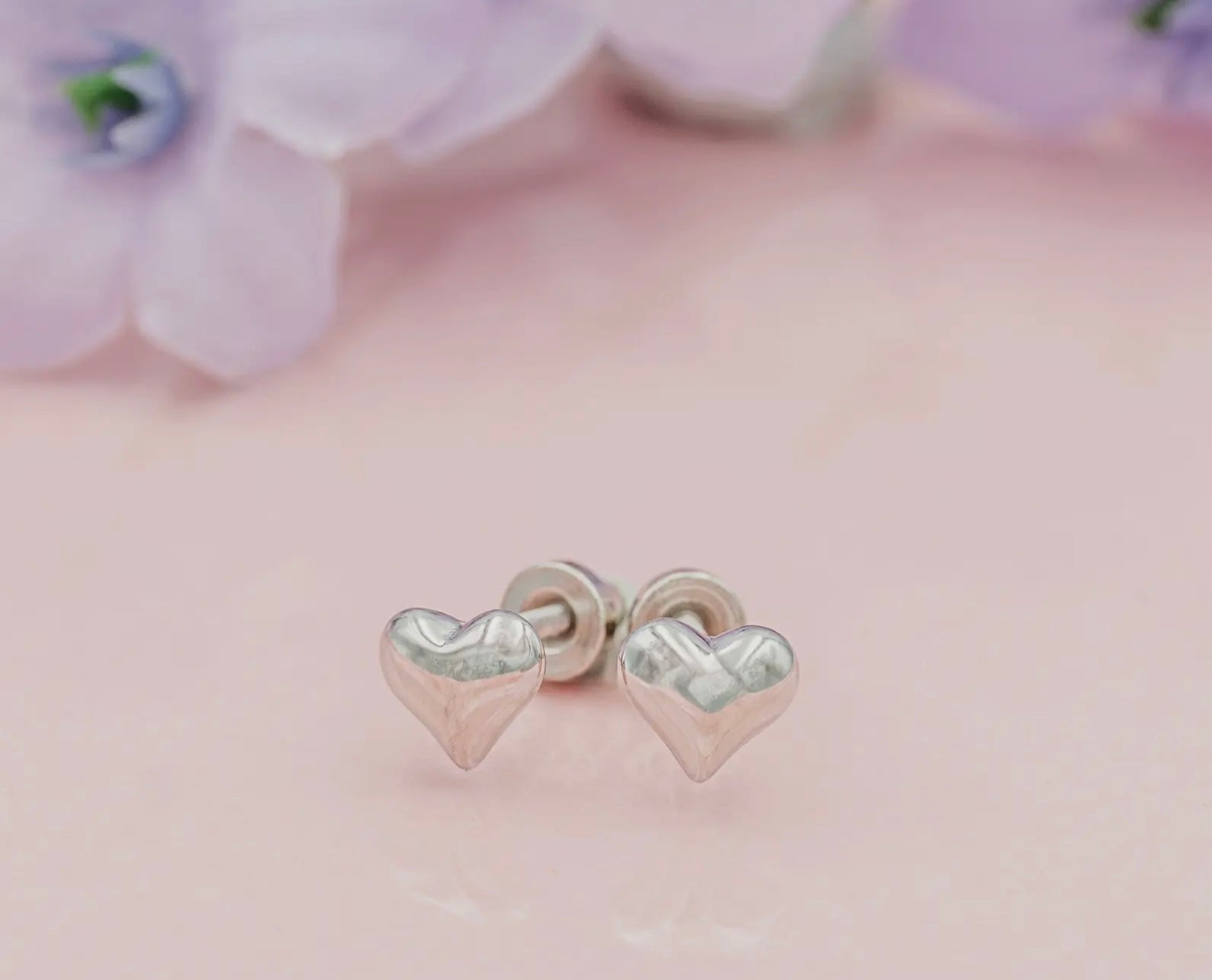 Sterling Silver Puff Heart Stud Earrings