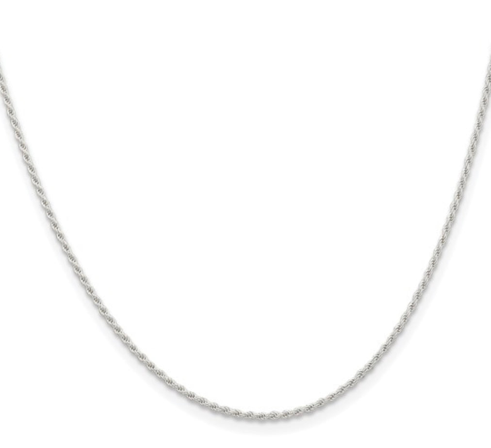 Sterling Silver 1.3mm Solid Rope Chain