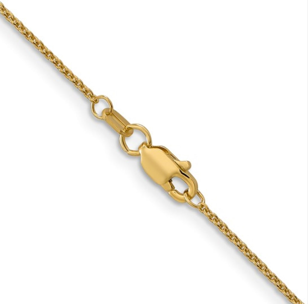 14K 1mm Round Open Link Cable Chain