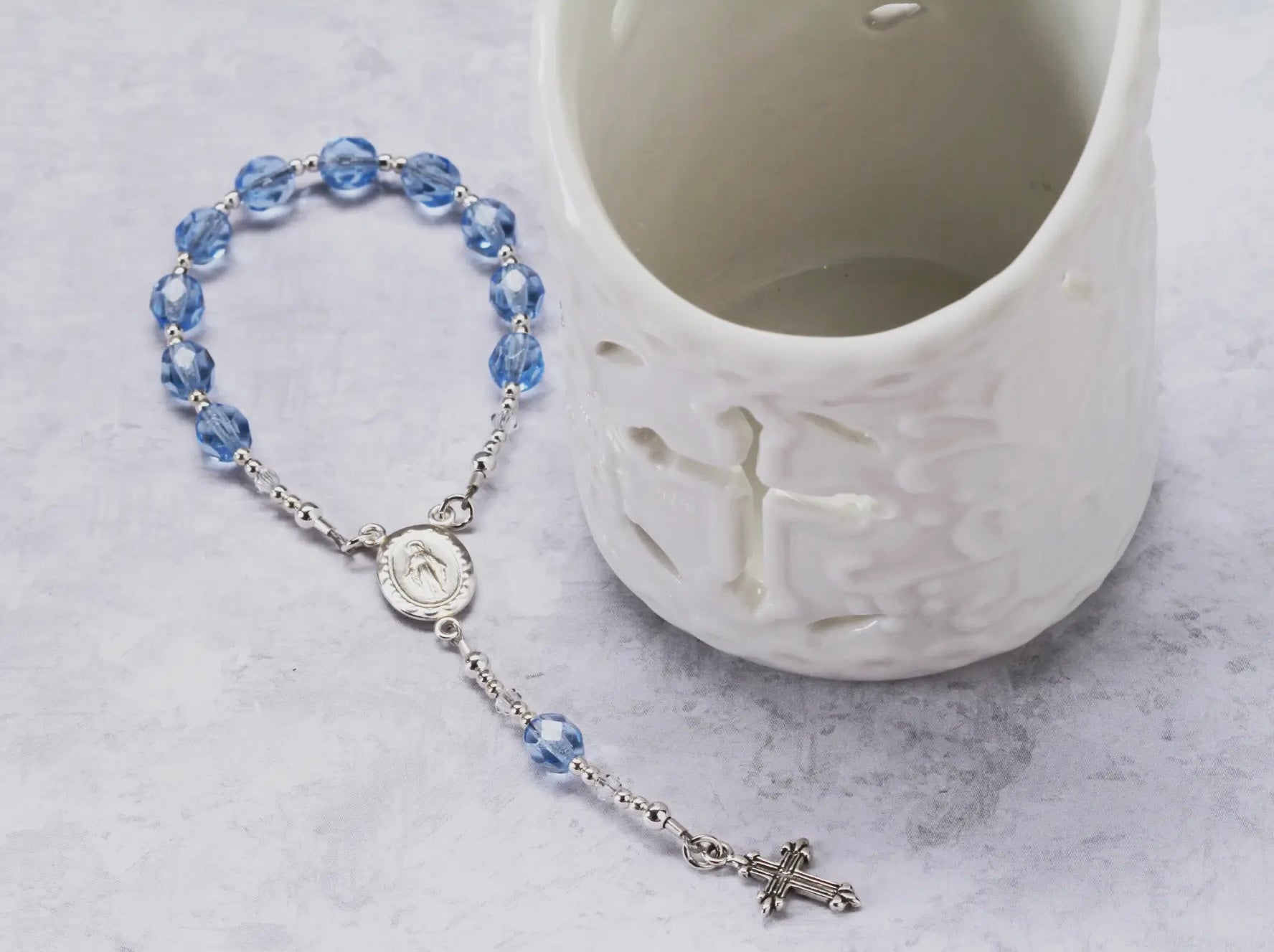 Sterling Silver Baby Boy Rosary