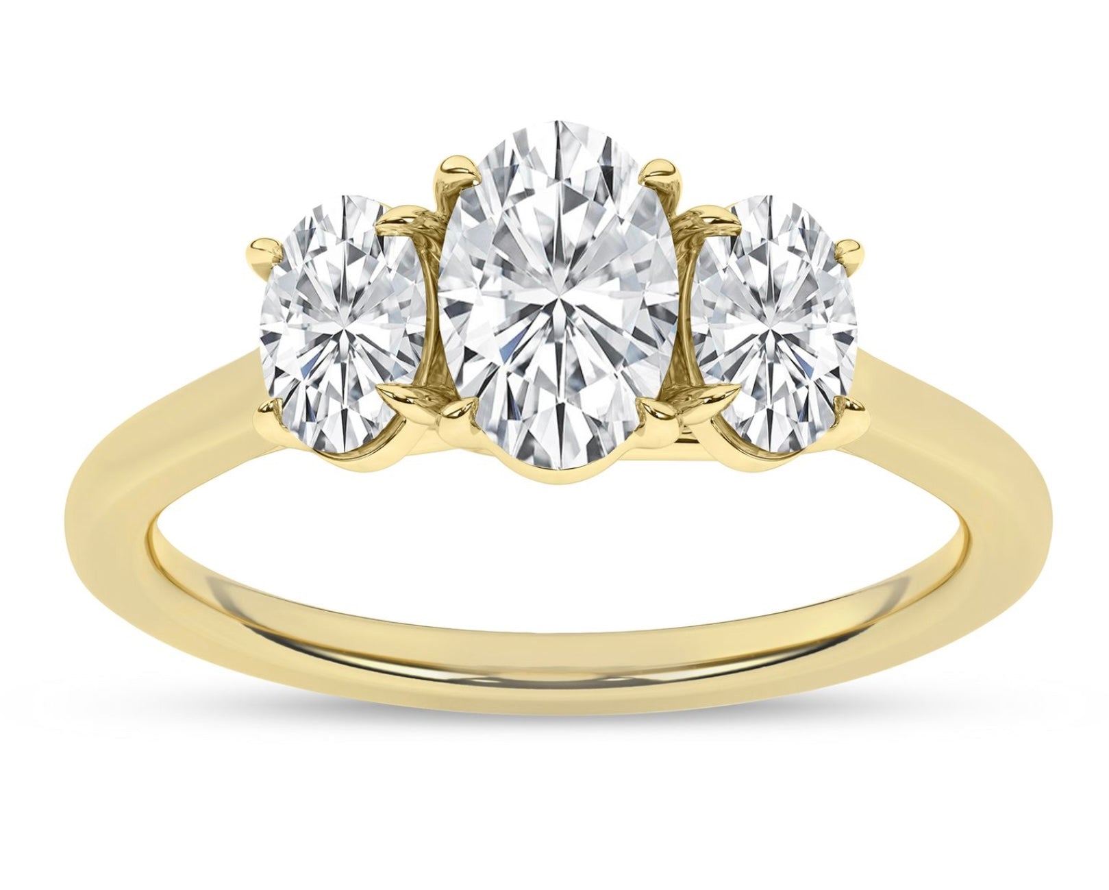 14K Three Stone Oval Engagement Ring