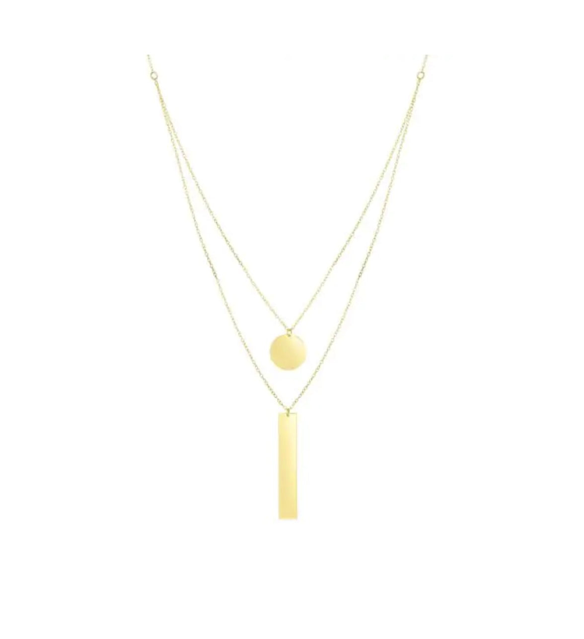 14K Circle and Bar Multi-Strand Necklace