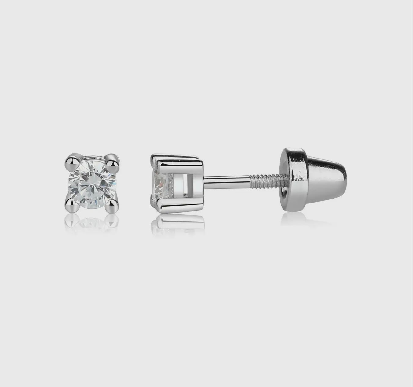Kids Sterling Silver Clear CZ Stud Earrings