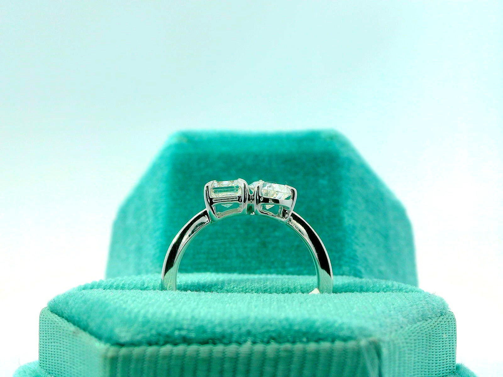 14K Emerald And Pear Cut Engagement Ring