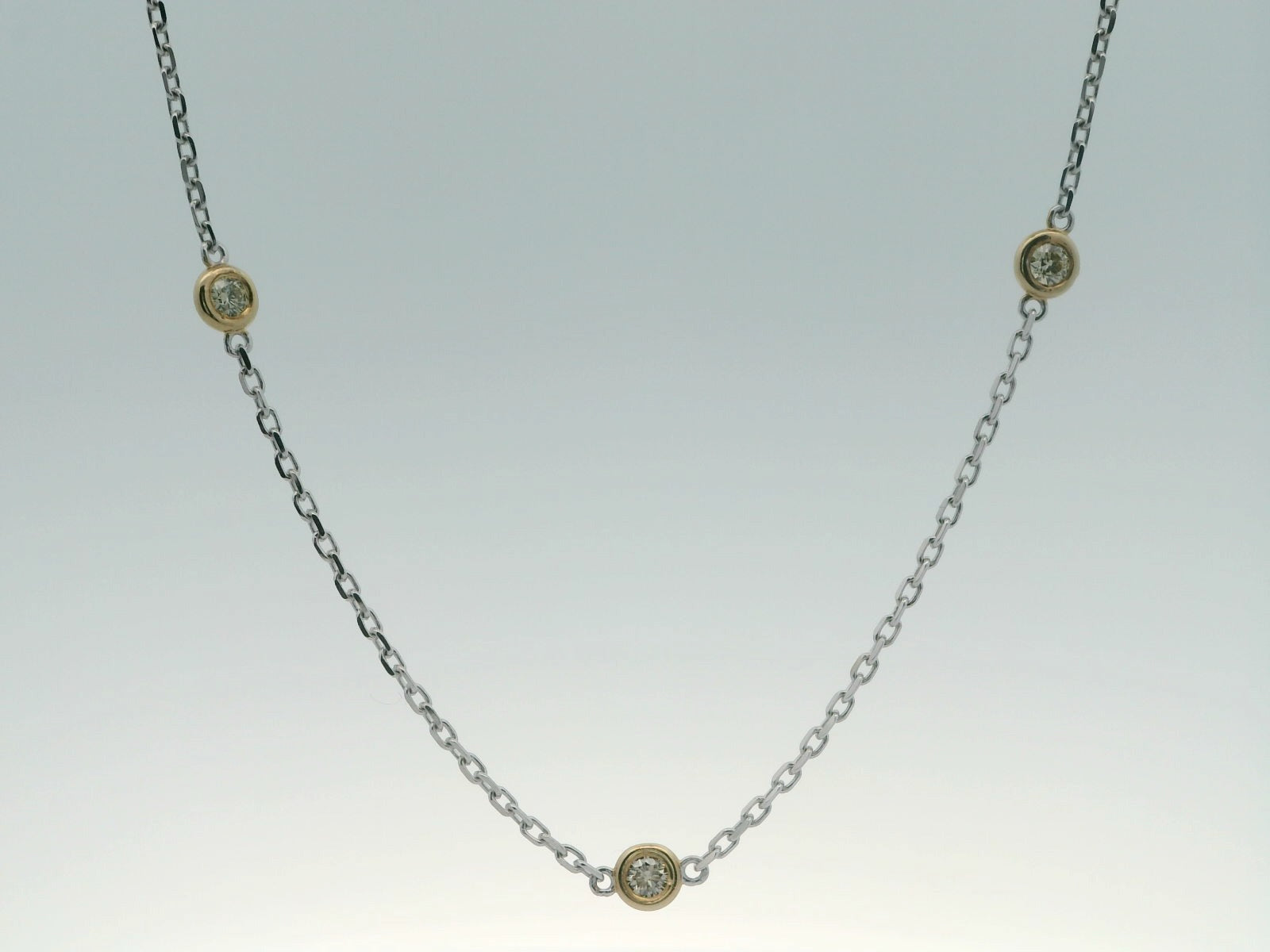 14K Two-Toned Multi Bezeled Necklace