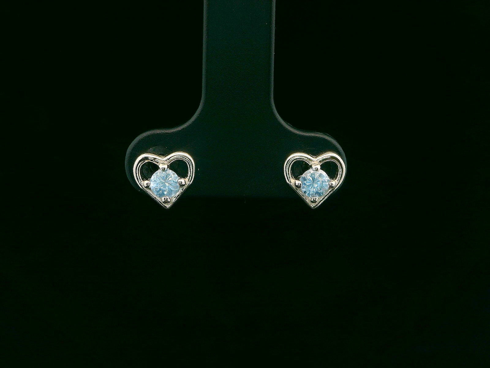 Sterling Silver Kids Birthstone Heart Earrings