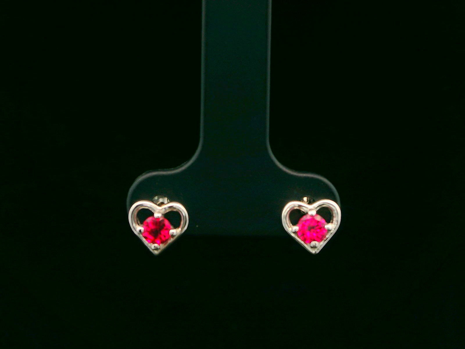 Sterling Silver Kids Birthstone Heart Earrings