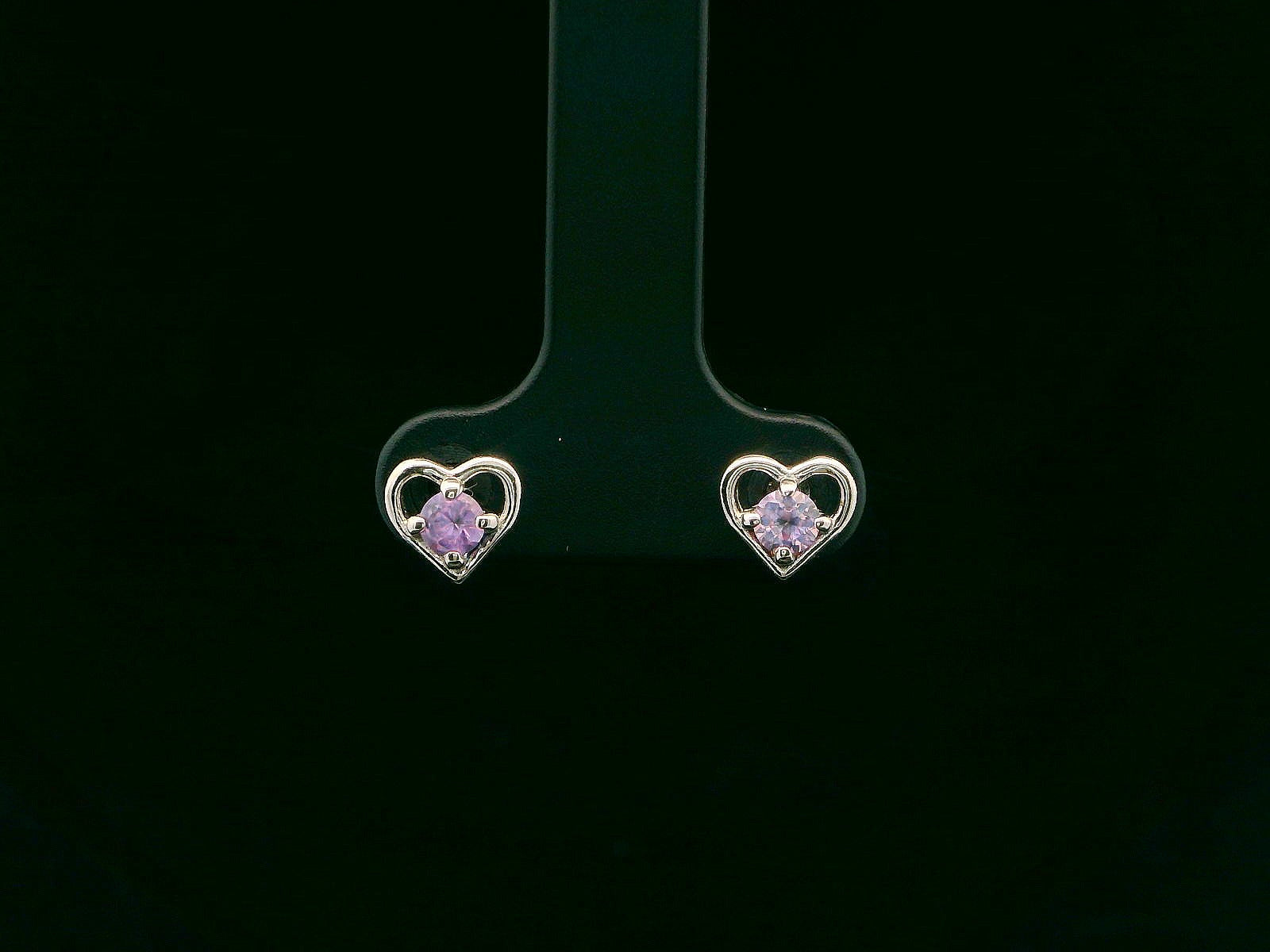 Sterling Silver Kids Birthstone Heart Earrings