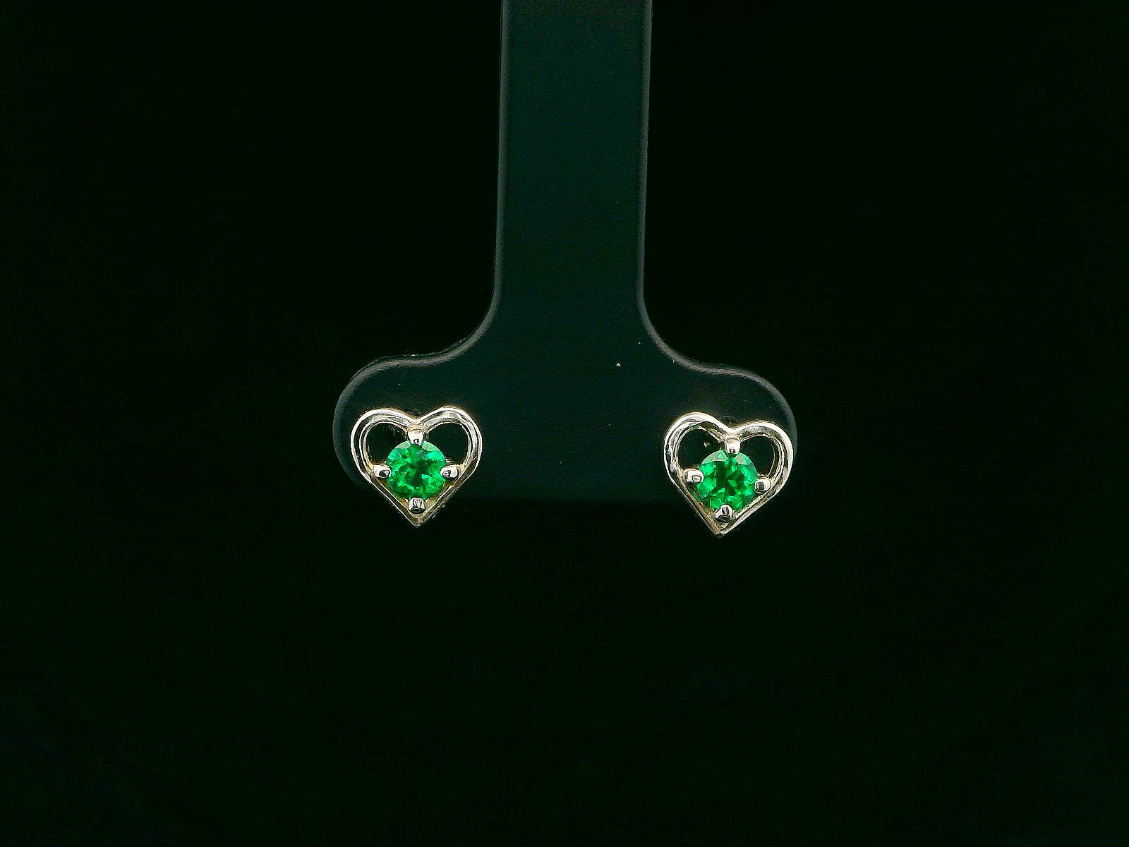 Sterling Silver Kids Birthstone Heart Earrings