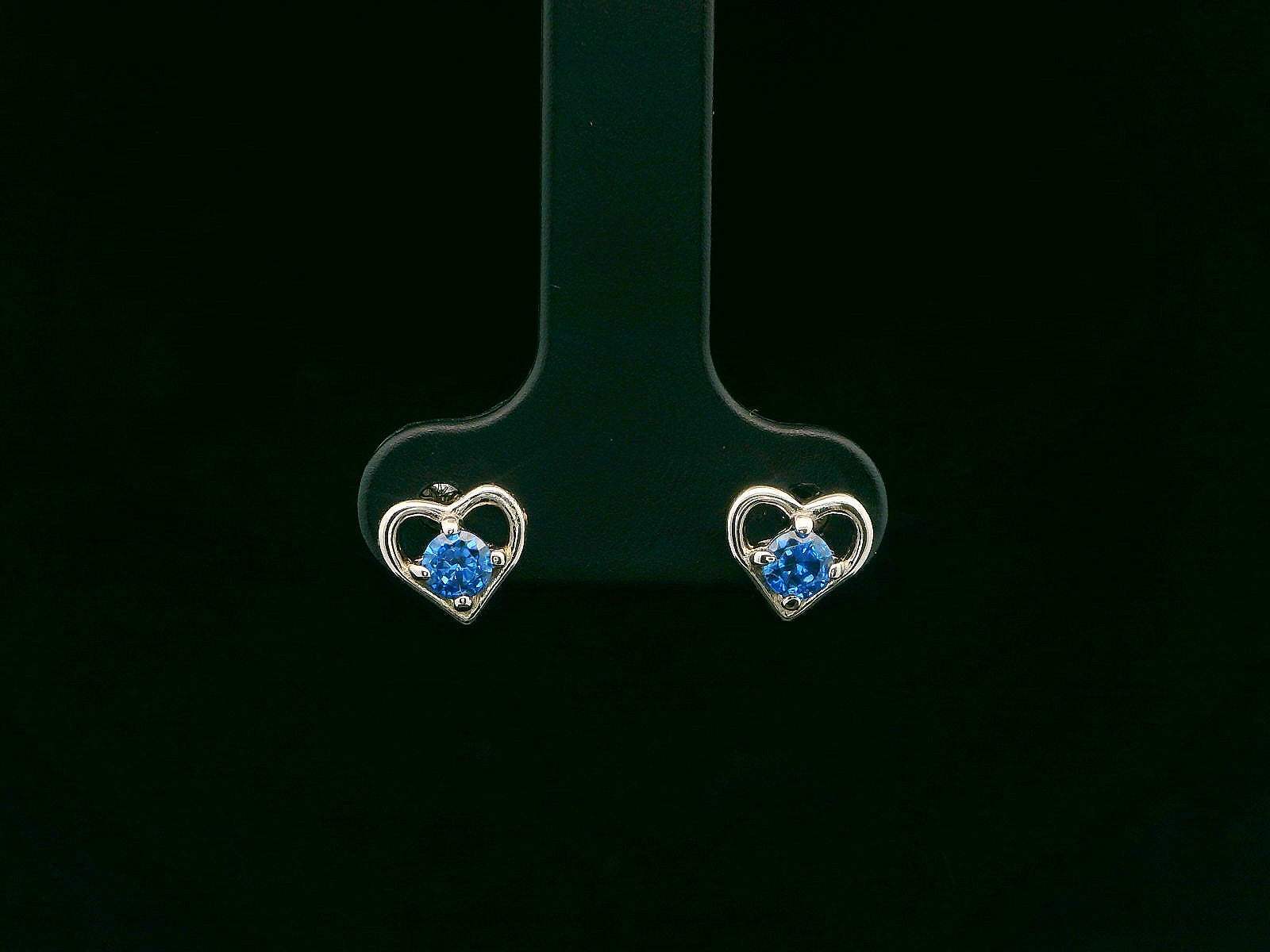 Sterling Silver Kids Birthstone Heart Earrings