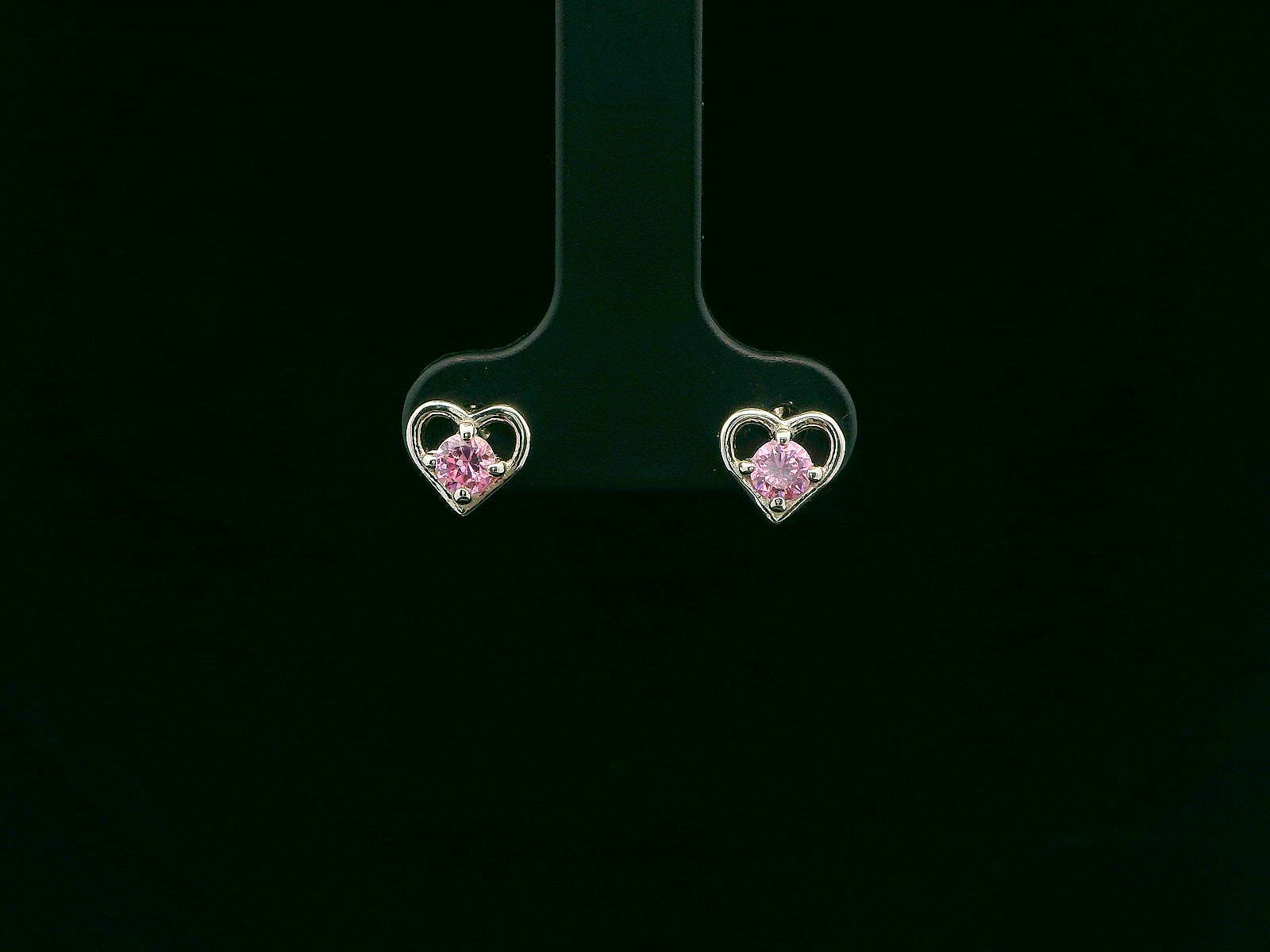 Sterling Silver Kids Birthstone Heart Earrings