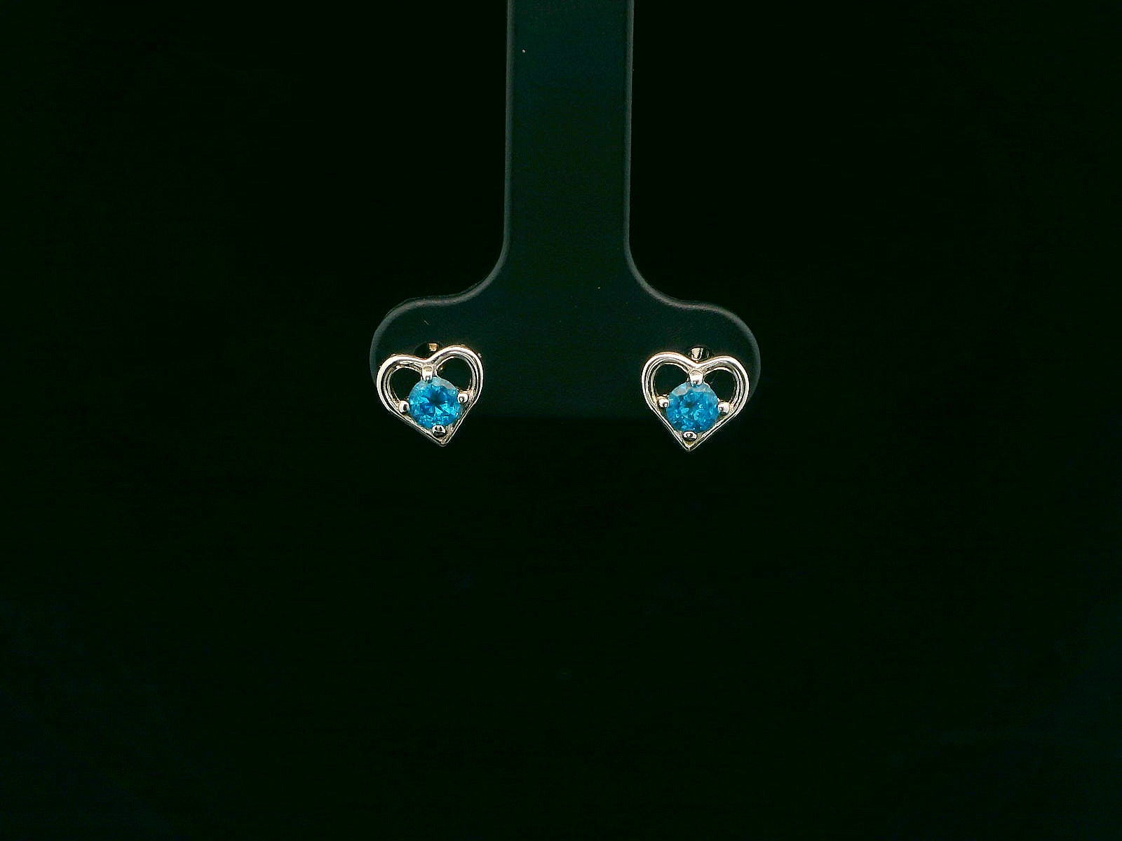 Sterling Silver Kids Birthstone Heart Earrings