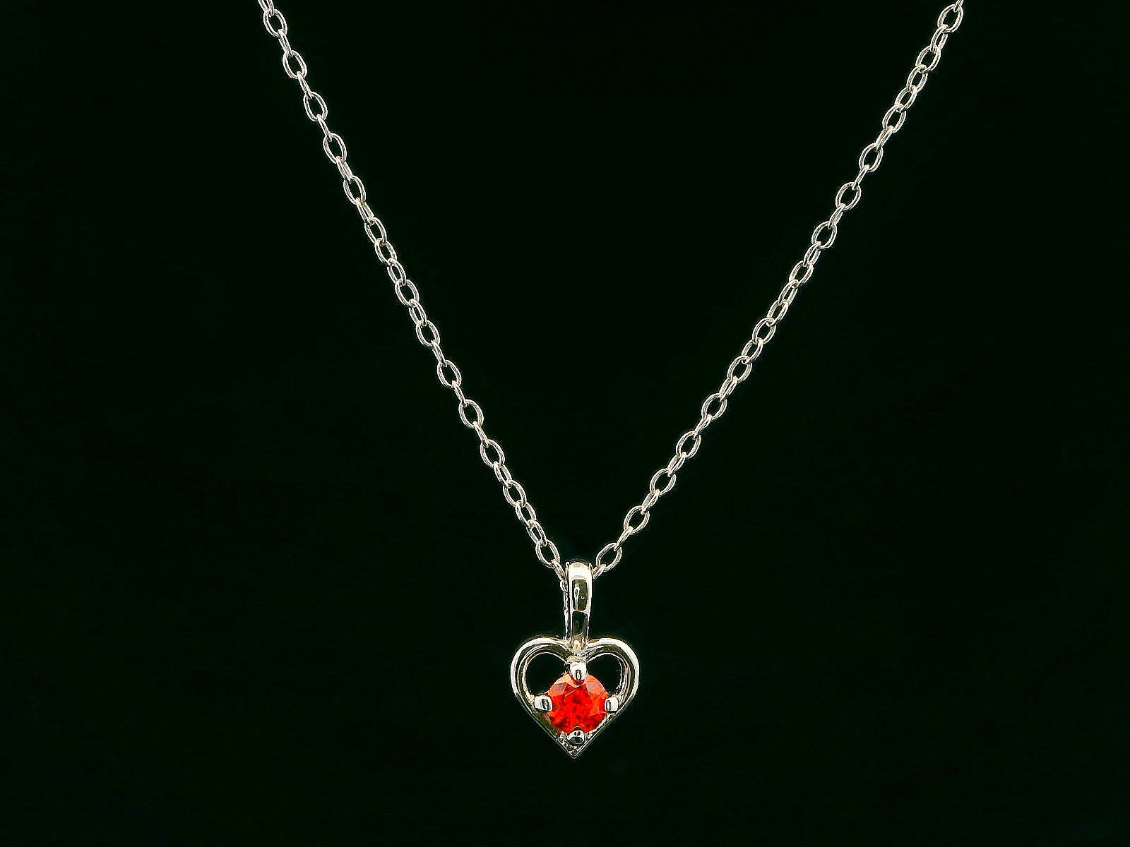 Sterling Silver Birthstone Heart Necklaces