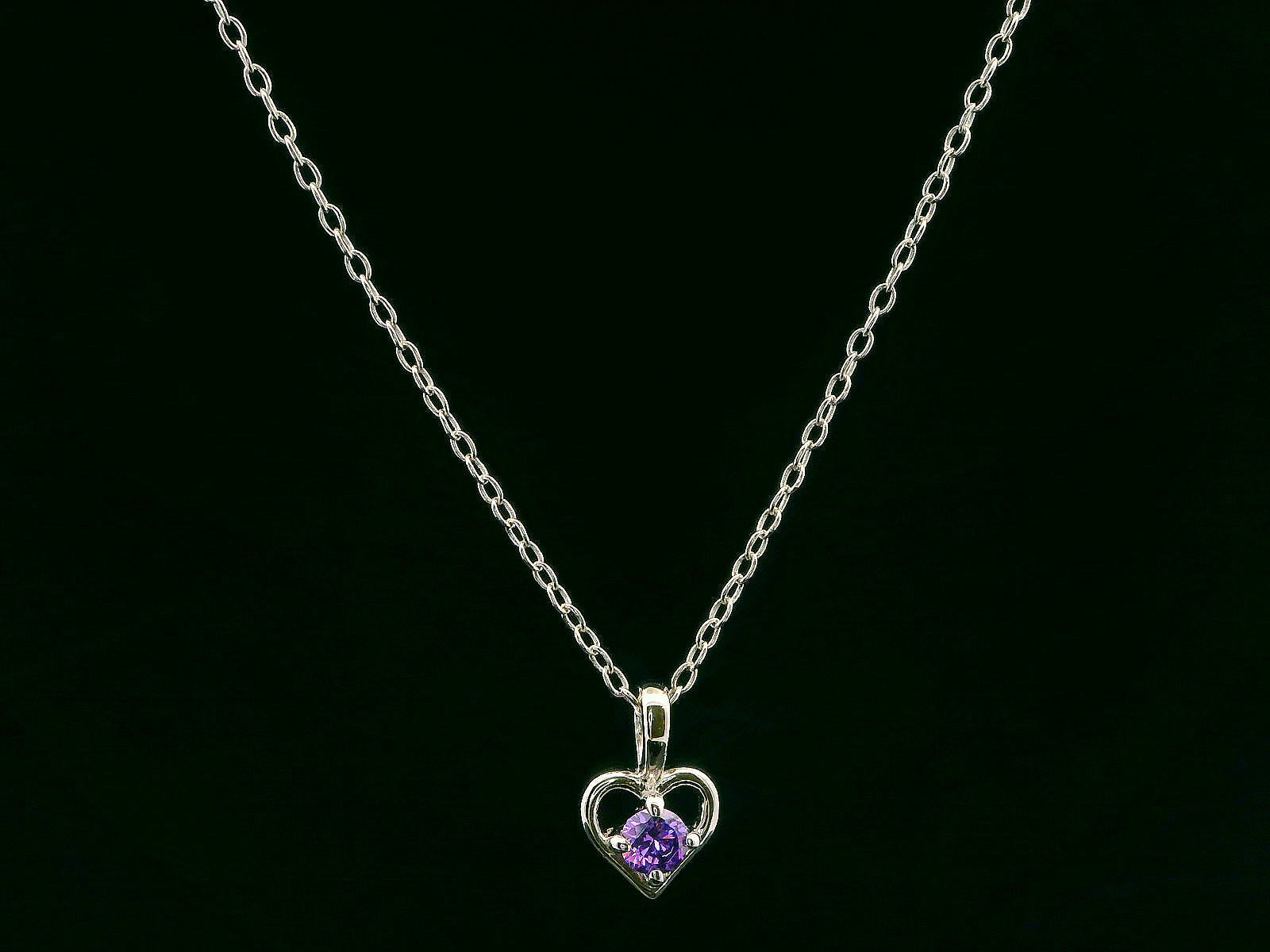 Sterling Silver Birthstone Heart Necklaces