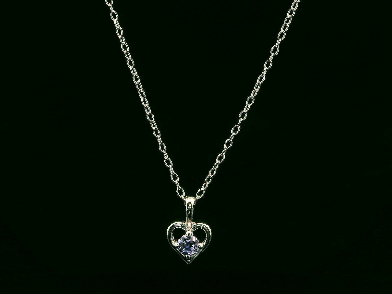 Sterling Silver Birthstone Heart Necklaces