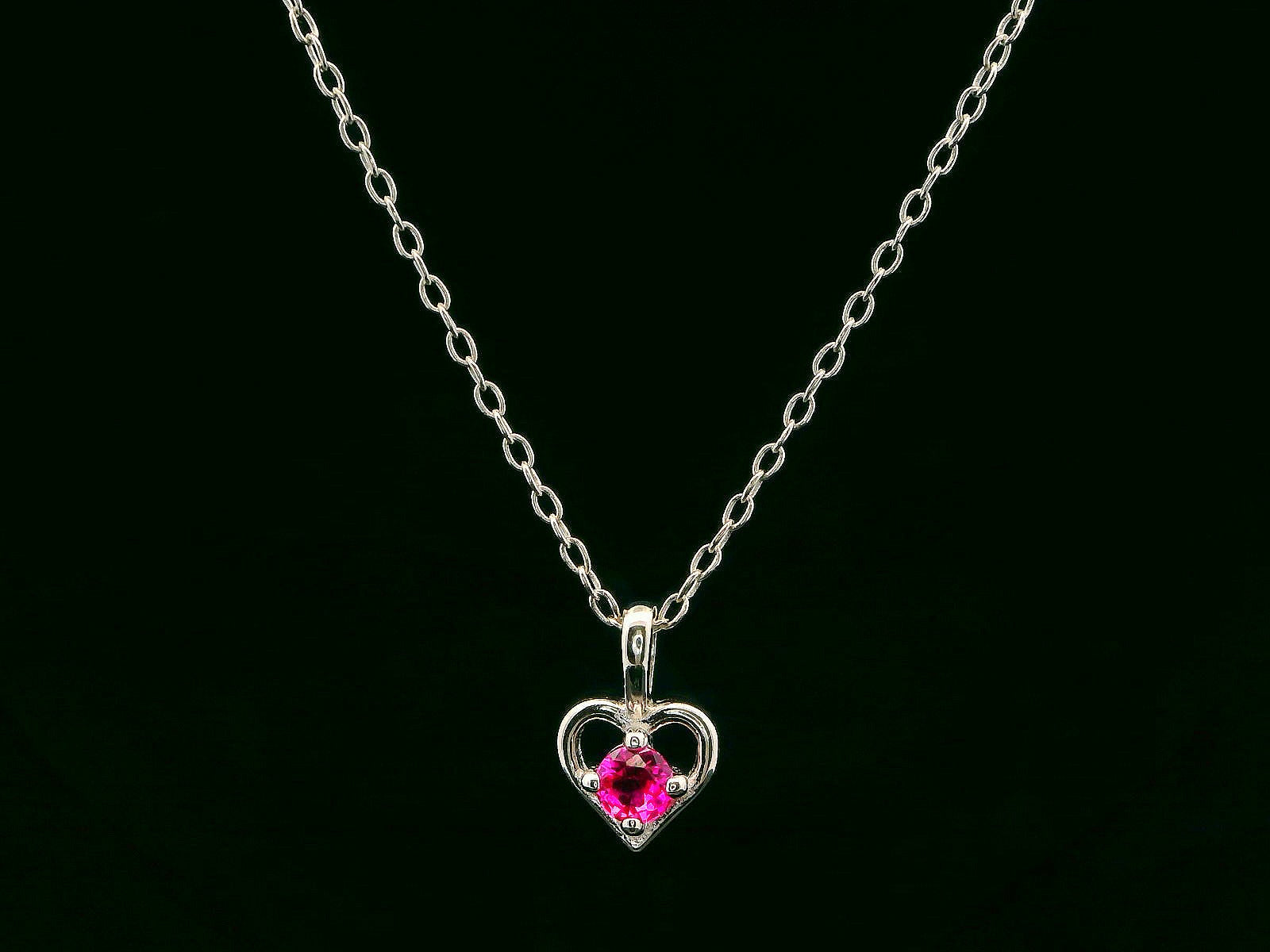 Sterling Silver Birthstone Heart Necklaces