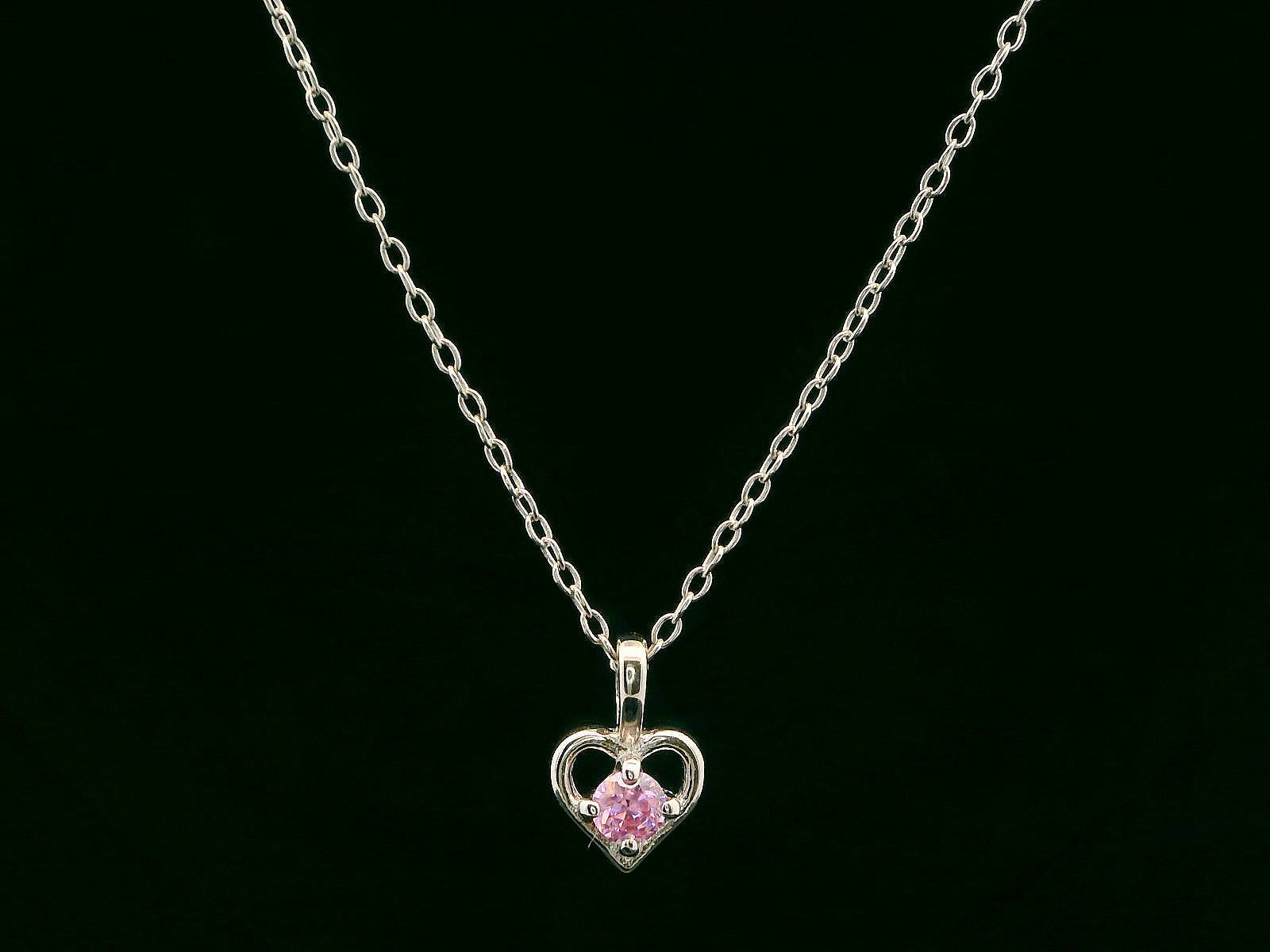 Sterling Silver Birthstone Heart Necklaces