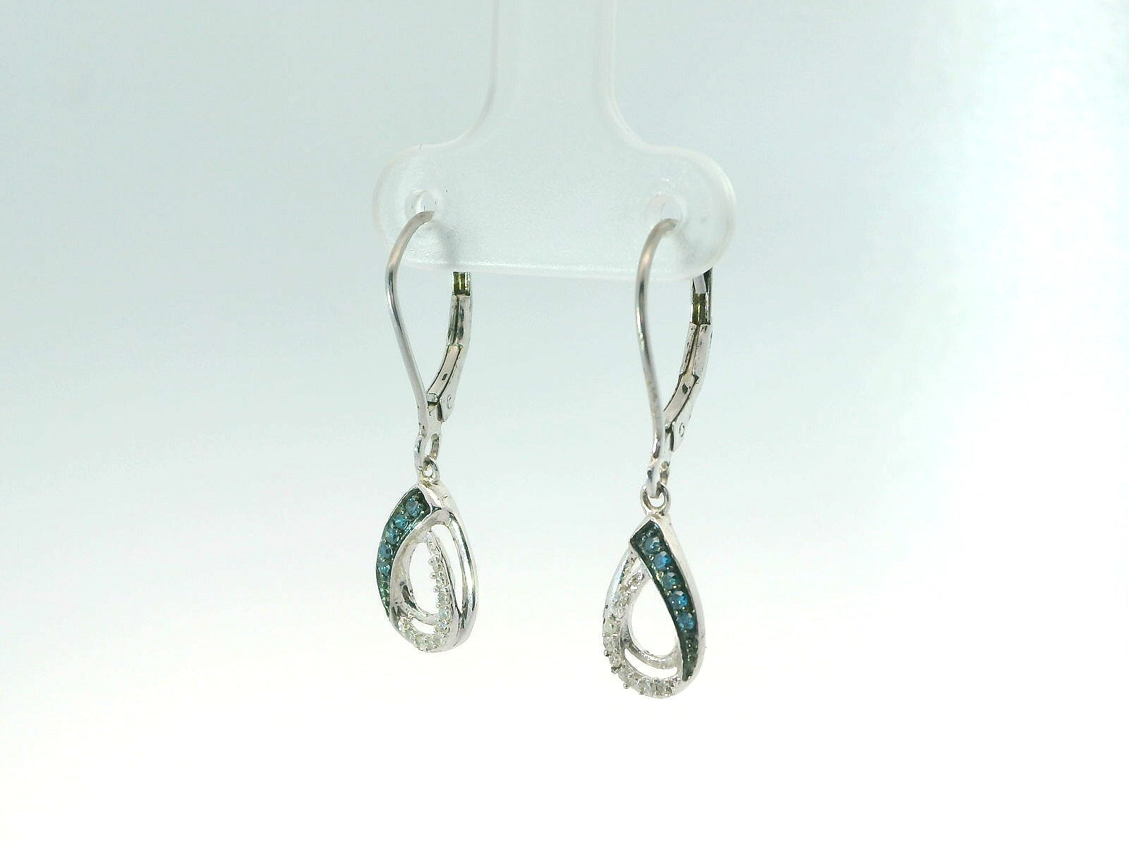 Sterling Silver Blue Diamond Earrings