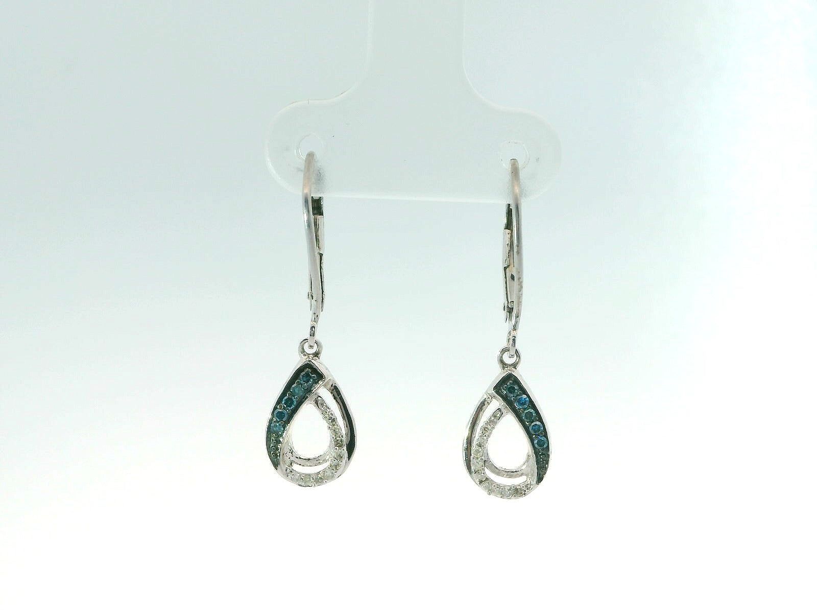 Sterling Silver Blue Diamond Earrings