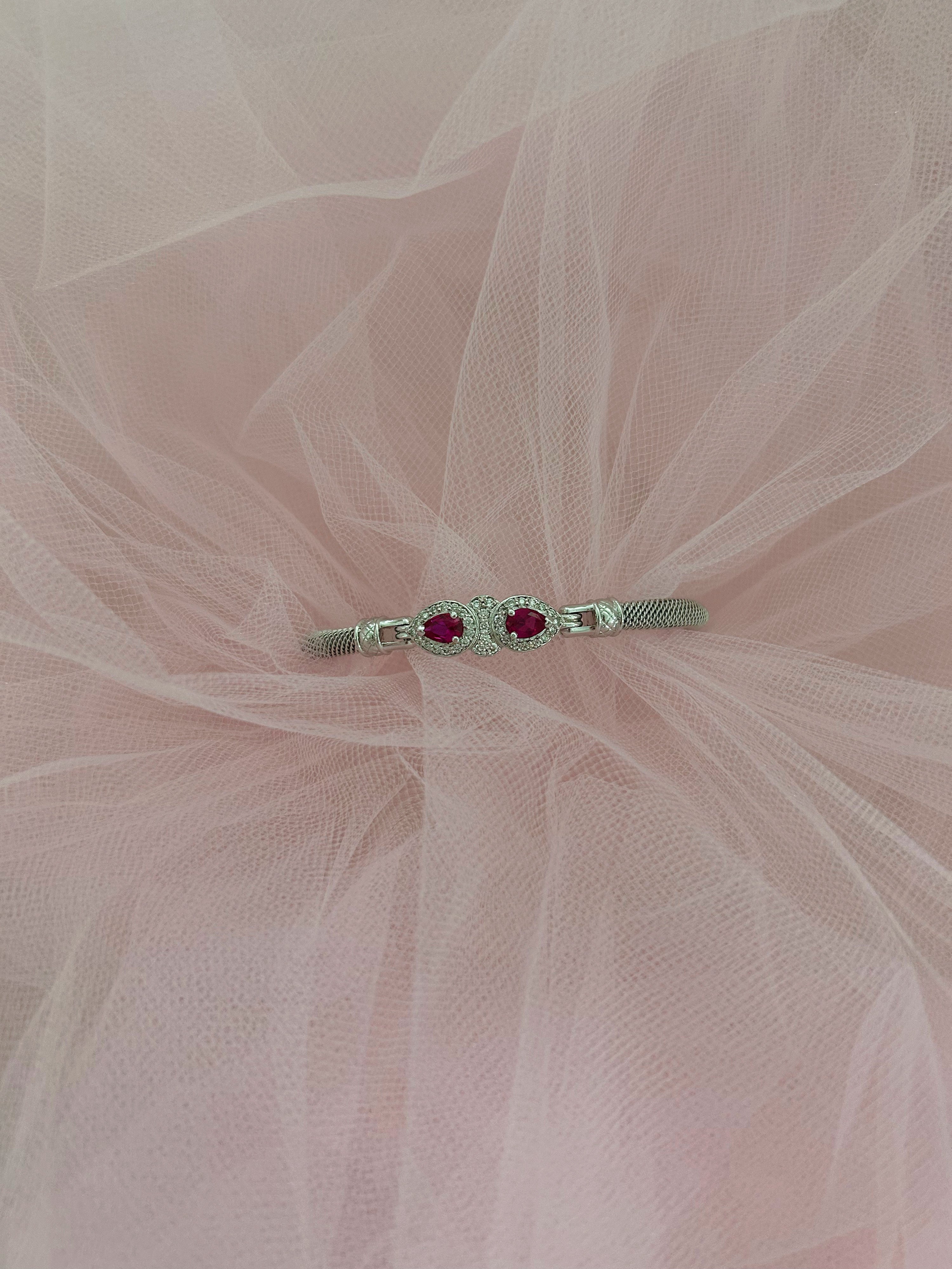Lab Ruby Milanese Mesh La Pera Bangle Bracelet