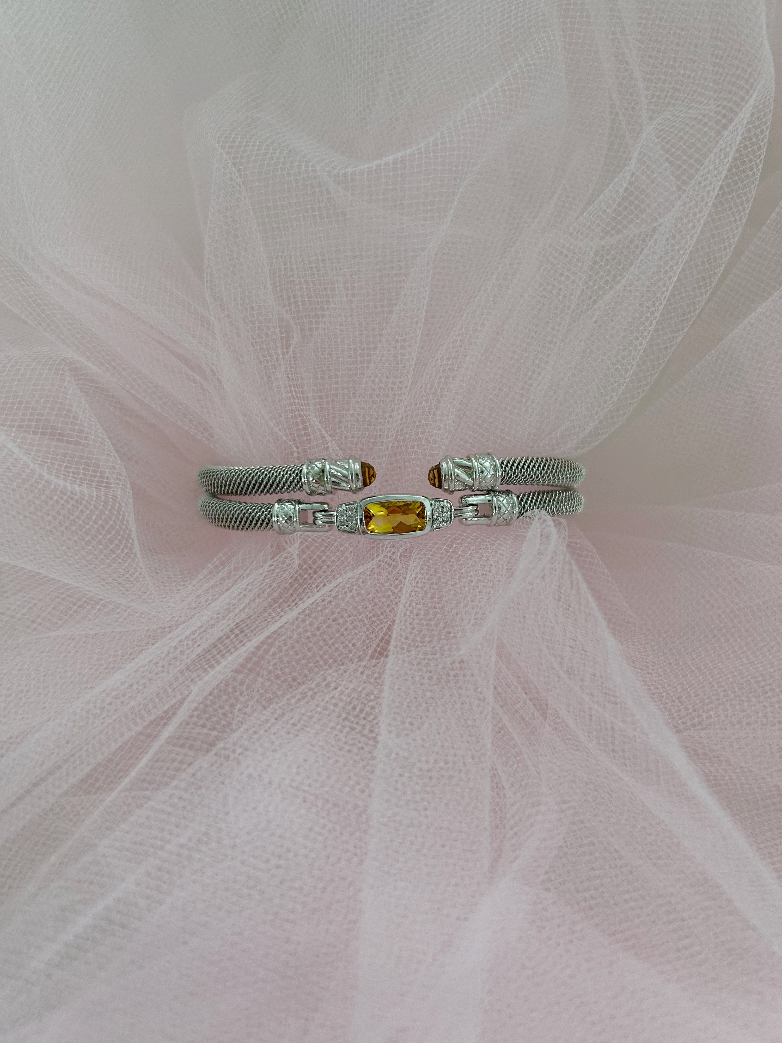 Citrine Milanese Mesh Classica Cuff Bracelet