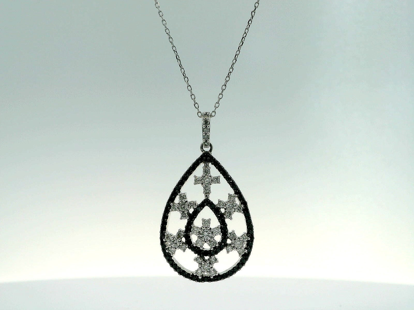14K Black Diamond Pendant Necklace