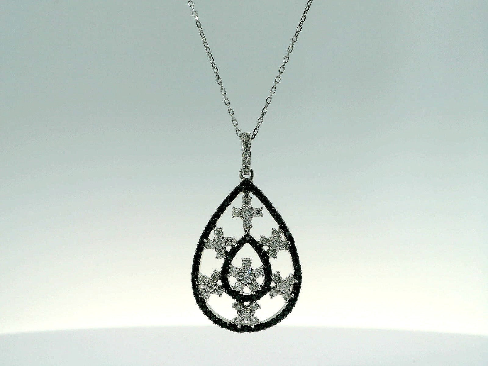 14K Black Diamond Pendant Necklace