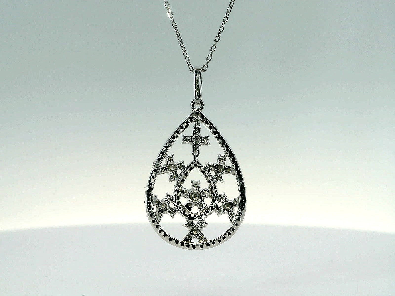 14K Black Diamond Pendant Necklace
