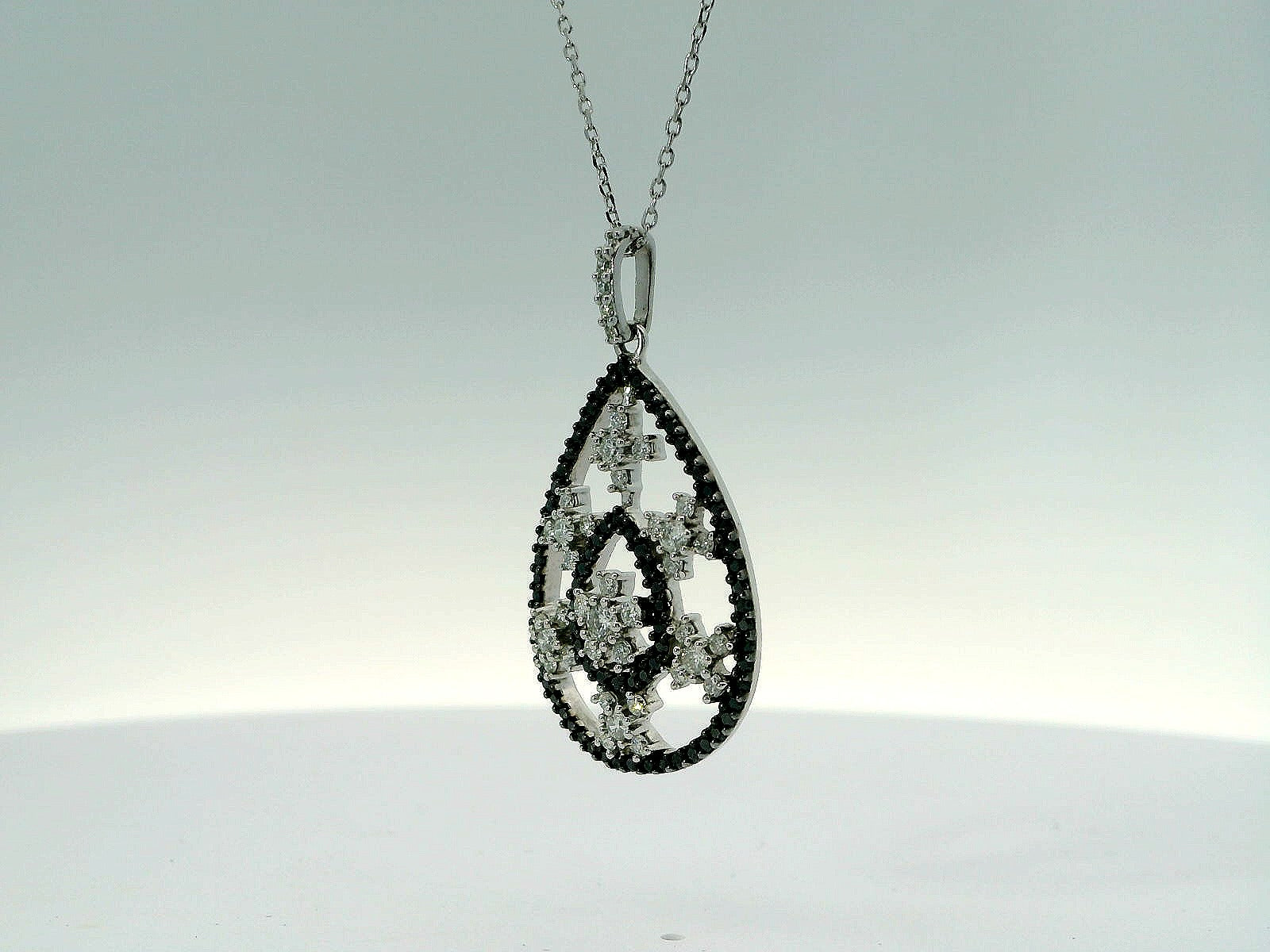 14K Black Diamond Pendant Necklace
