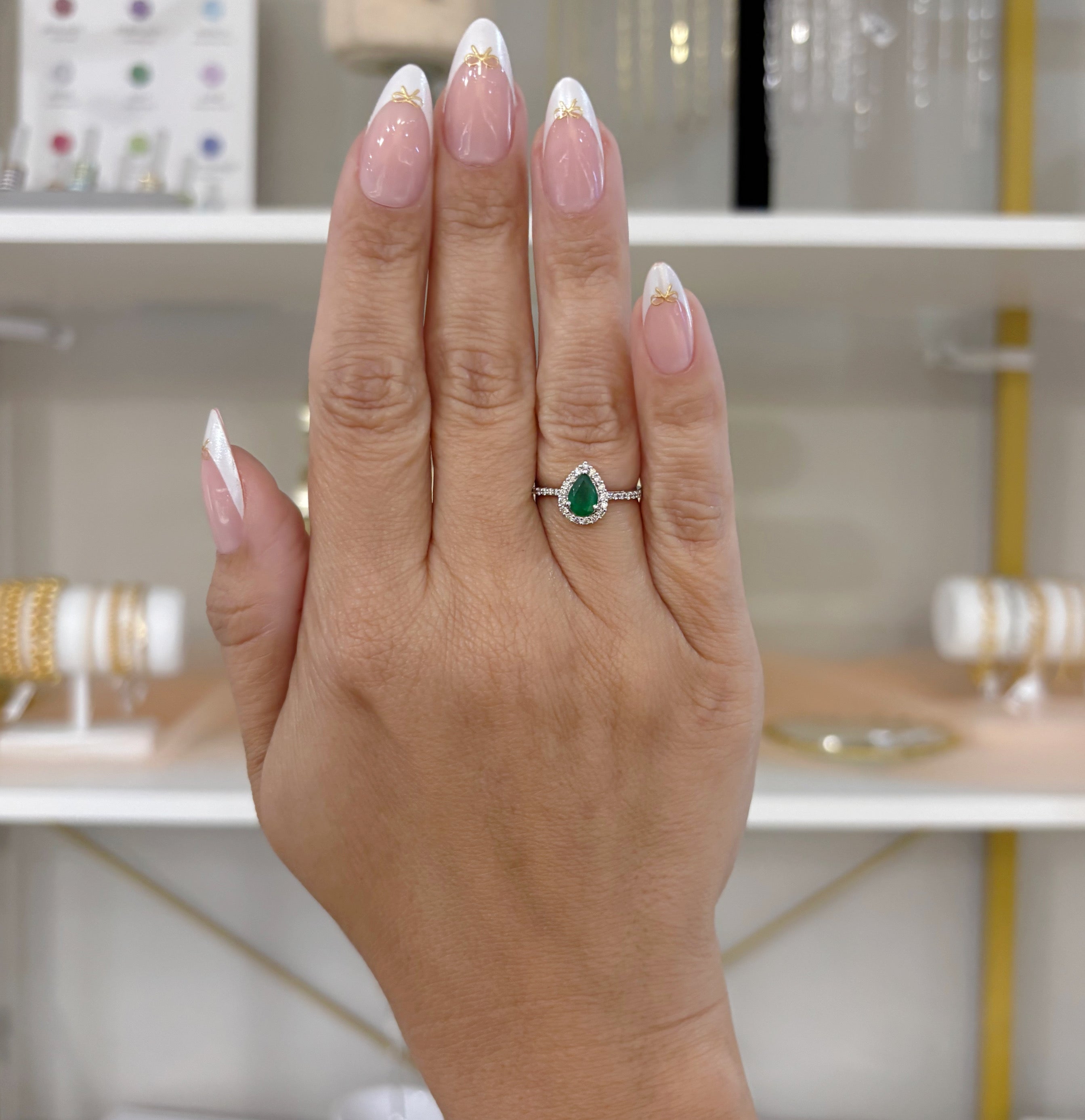 10K Pear-Cut Emerald & Diamond Ring